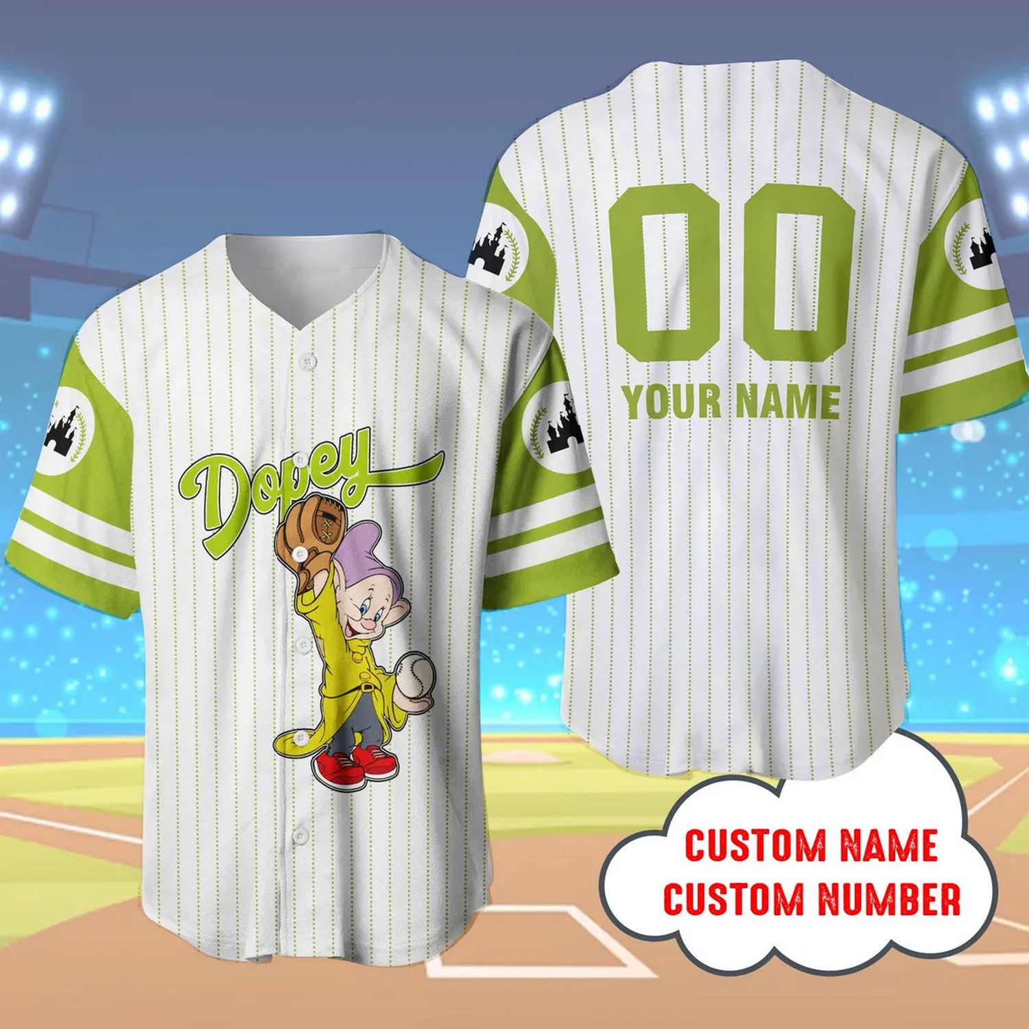 Custom Name And Number Dopey Dwarf Custom Baseball Jersey Striped