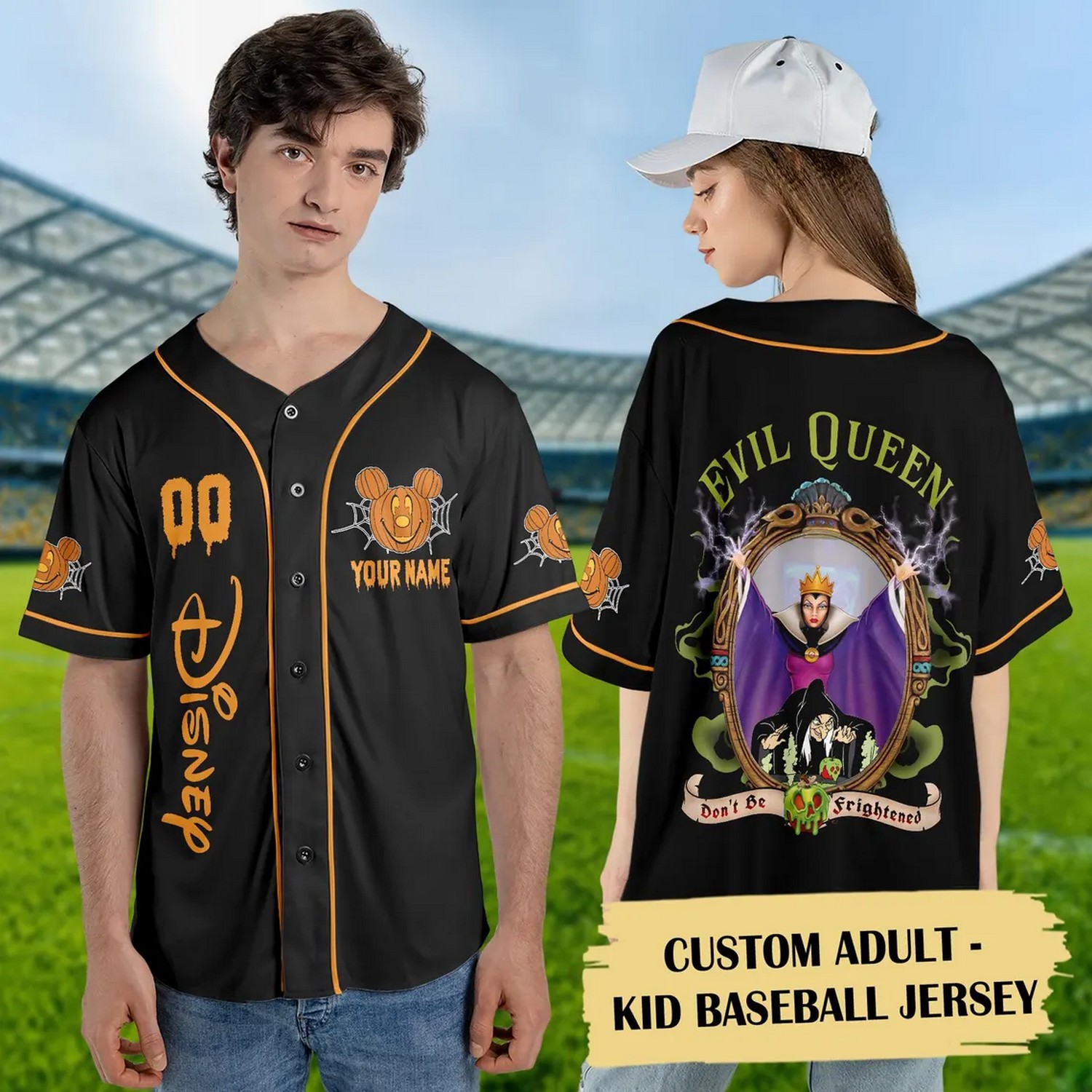 Custom Name And Number Evil Queen Don’t Be Frightened Baseball Jersey