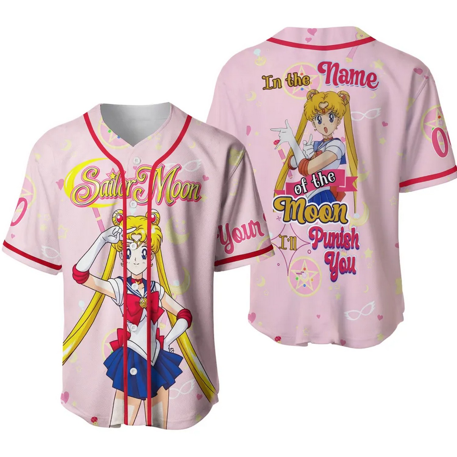 Custom Name And Number Sailor Moon Baseball Jersey