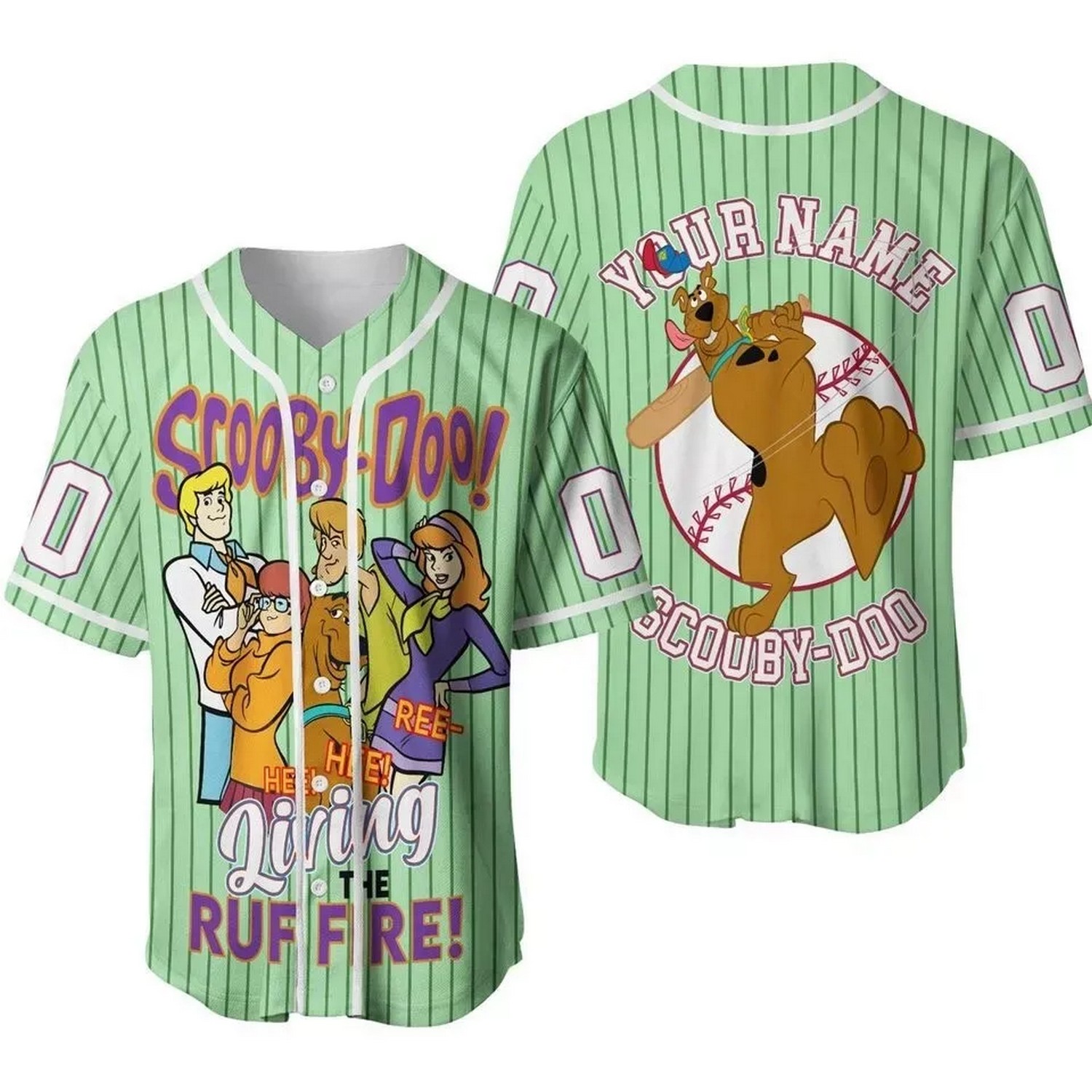 Custom Name And Number Scooby Doo 3d Green Vertical Baseball Jersey