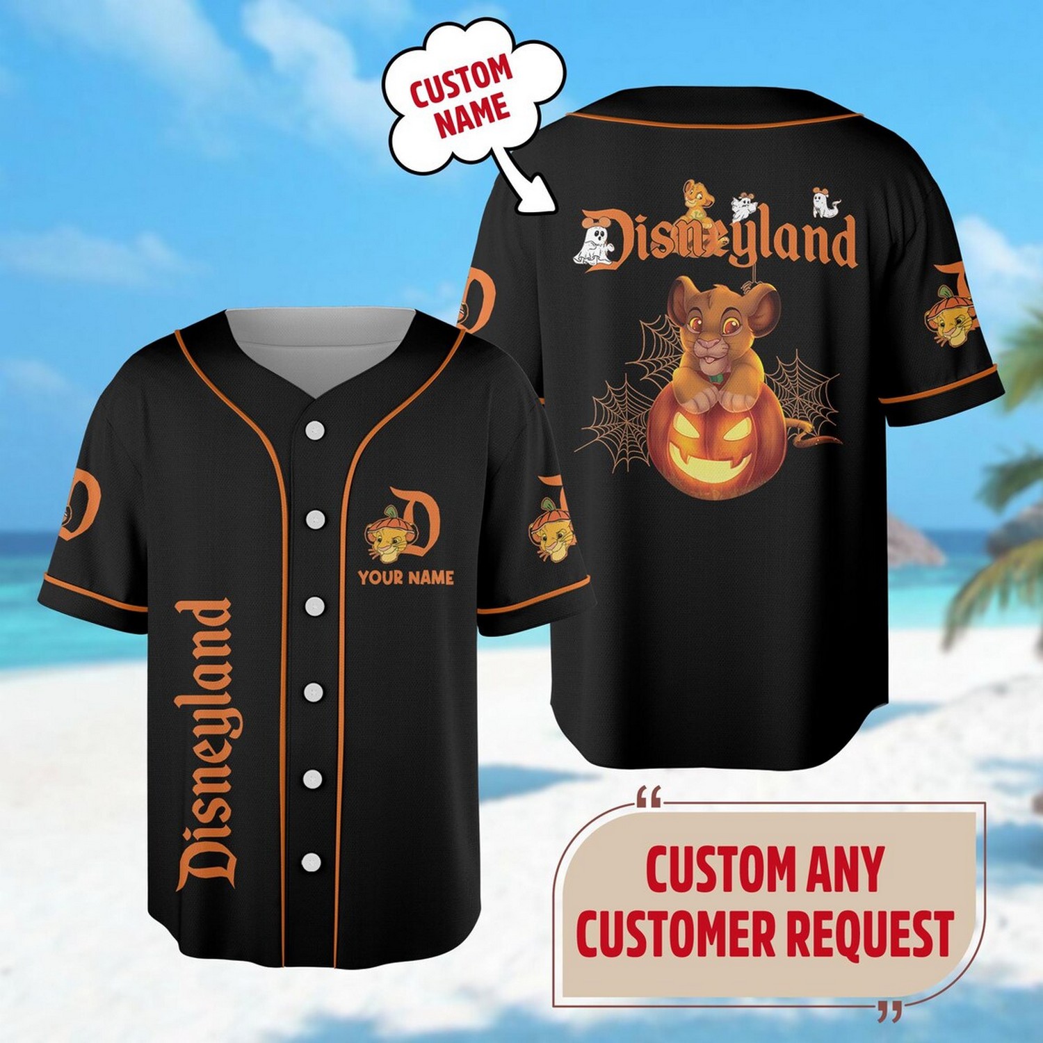Custom Name And Number Simba Halloween Black Baseball Jersey