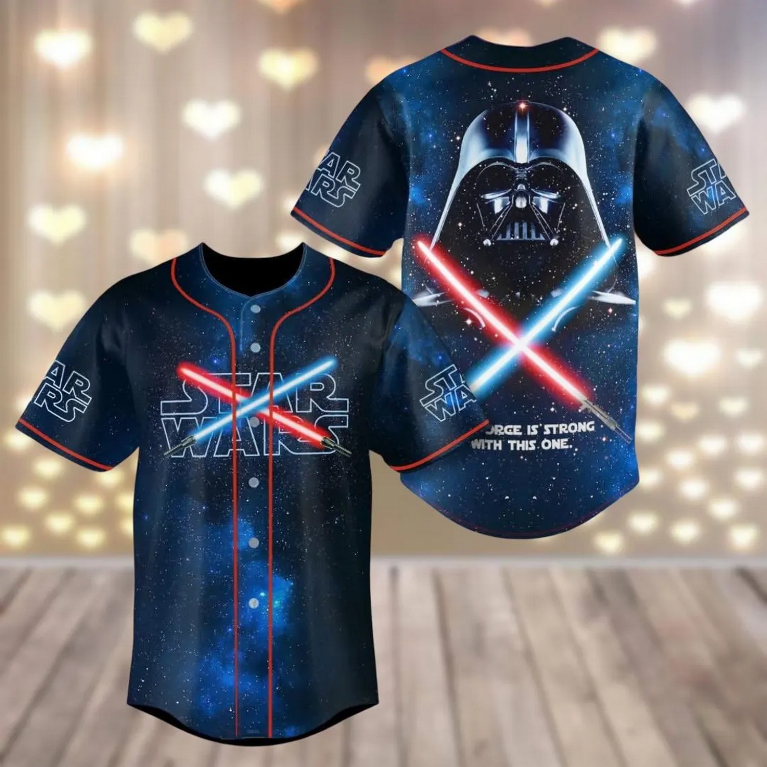 Custom Name And Number Star Wars Darth Vader And Light Stick Galaxy Baseball Jersey