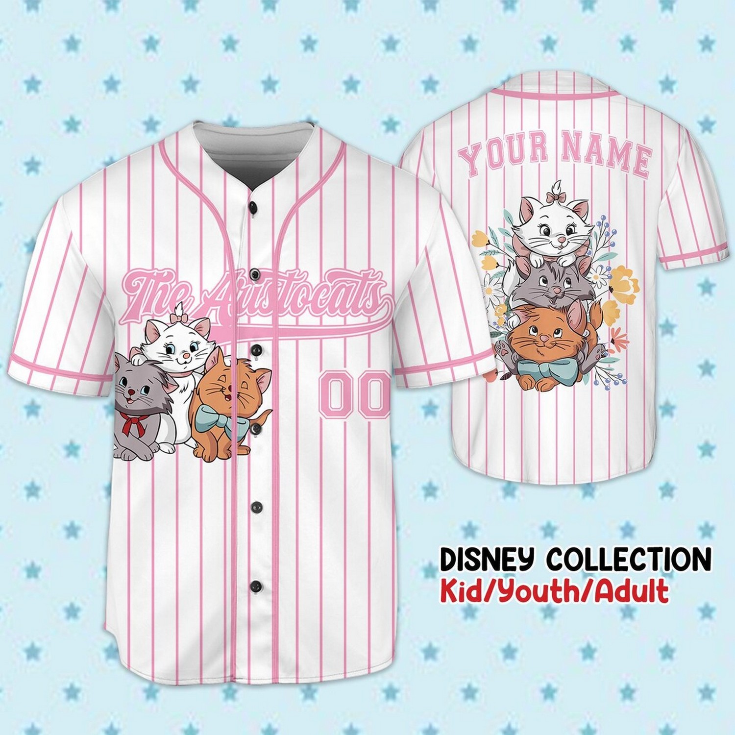 Custom Name And Number The Aristocats Stripes White Baseball Jersey