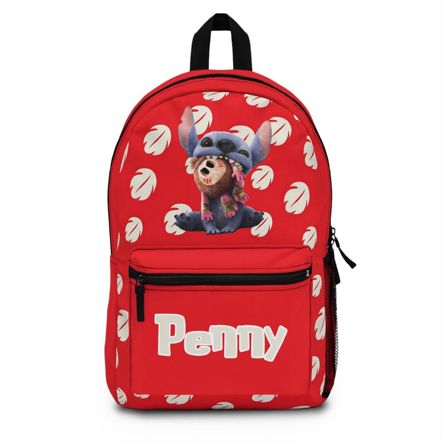 Custom Name Funny Stitch Movie Red Backpack