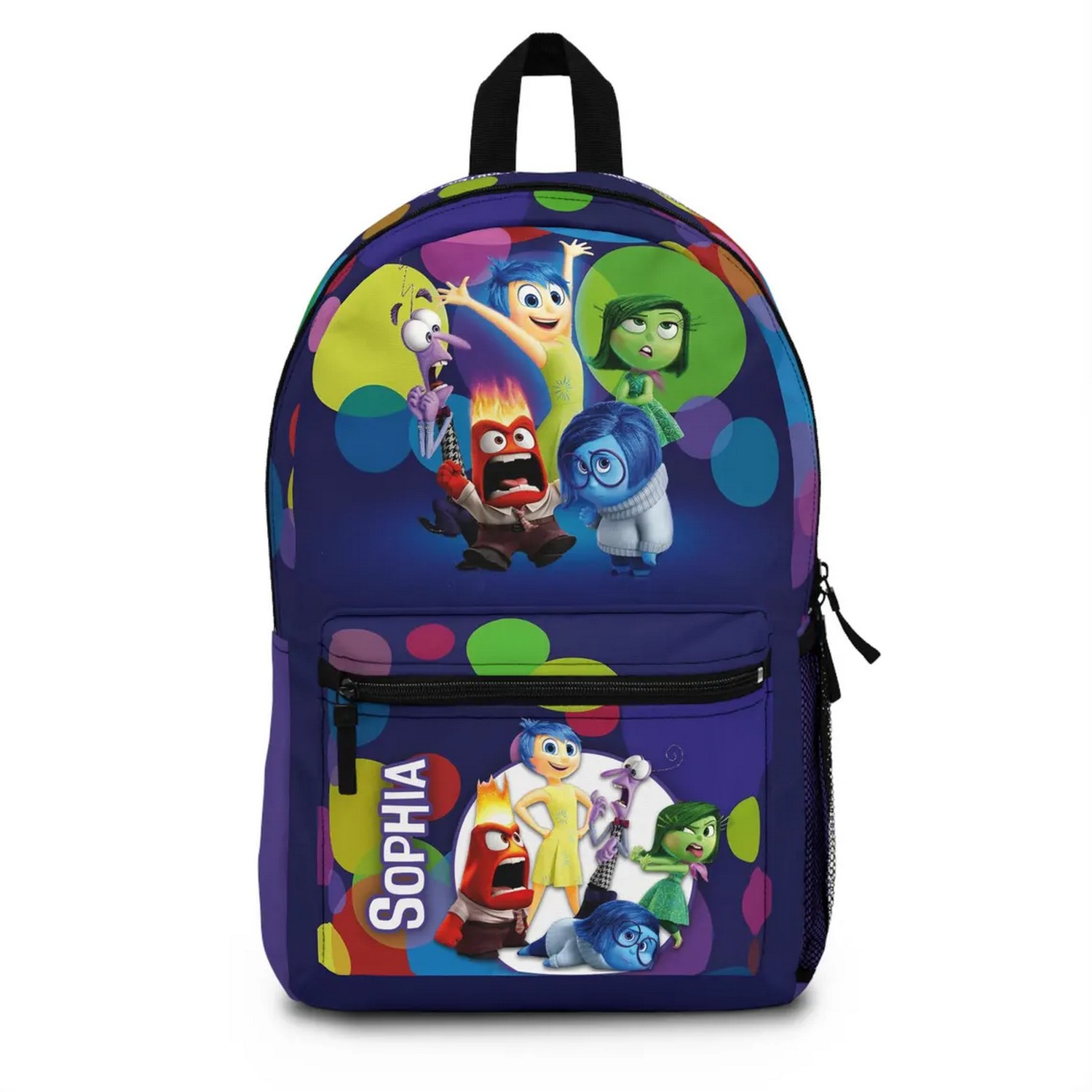Custom Name Inside Out With Colorful Circle Pattern Backpack