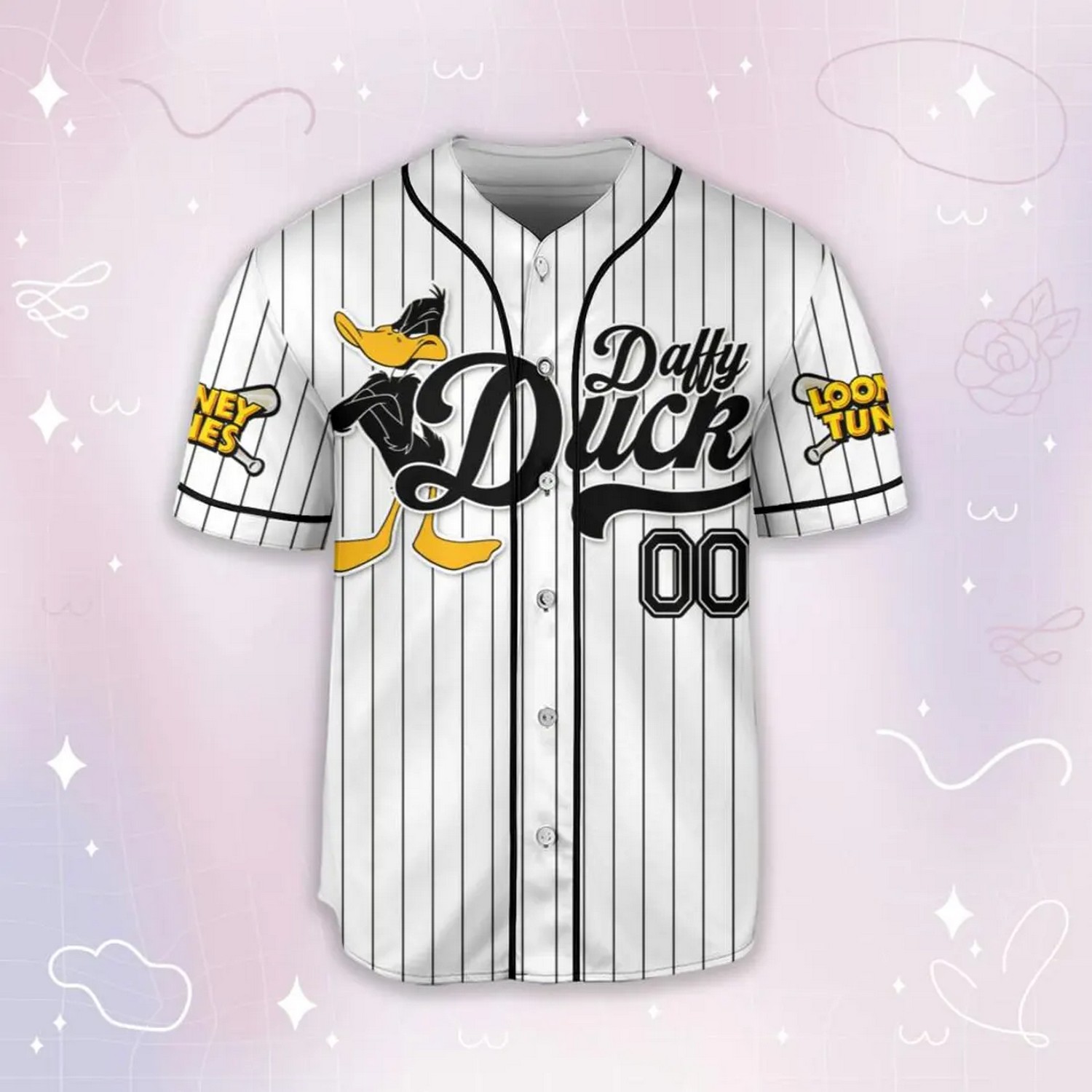 Custom Name Looney Tune Daffy Duck Simple Baseball Jersy