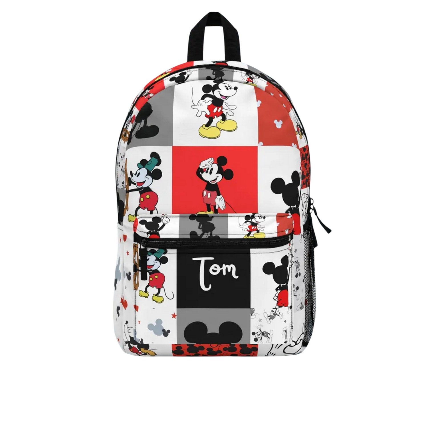 Custom Name Mickey Nursery Red And White Backpack