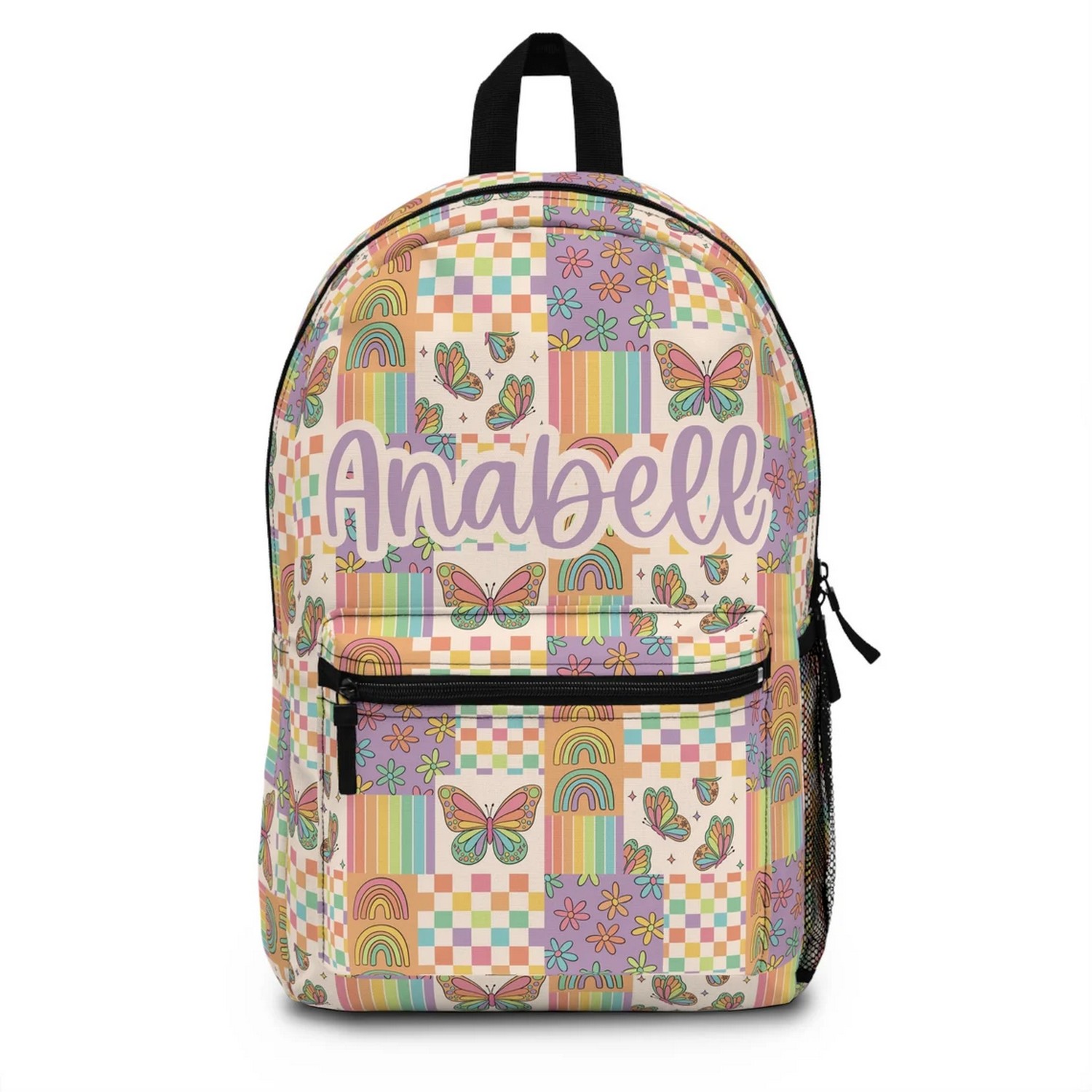 Custom Name Patchwork Butterfly Backpack