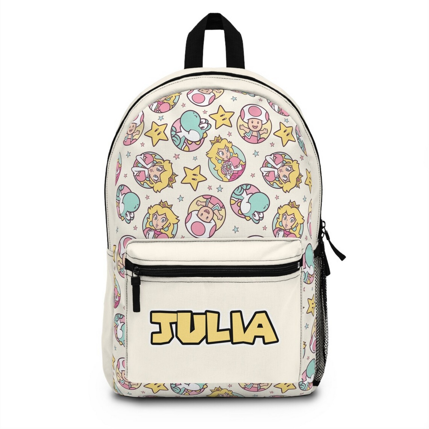 Custom Name Peach And Yoshi White Backpack