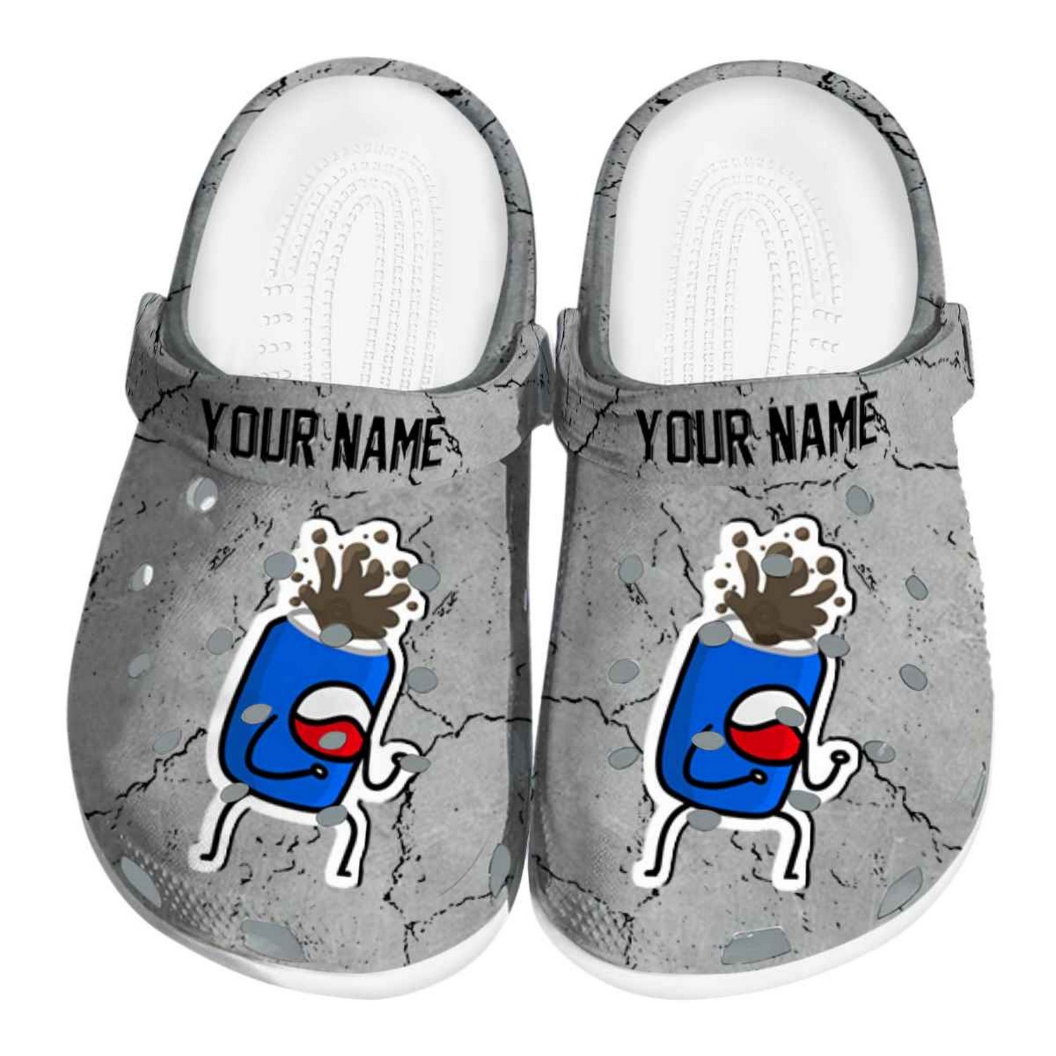 Custom Name Pepsi Cracked Texture Clogs For Kids & Adults