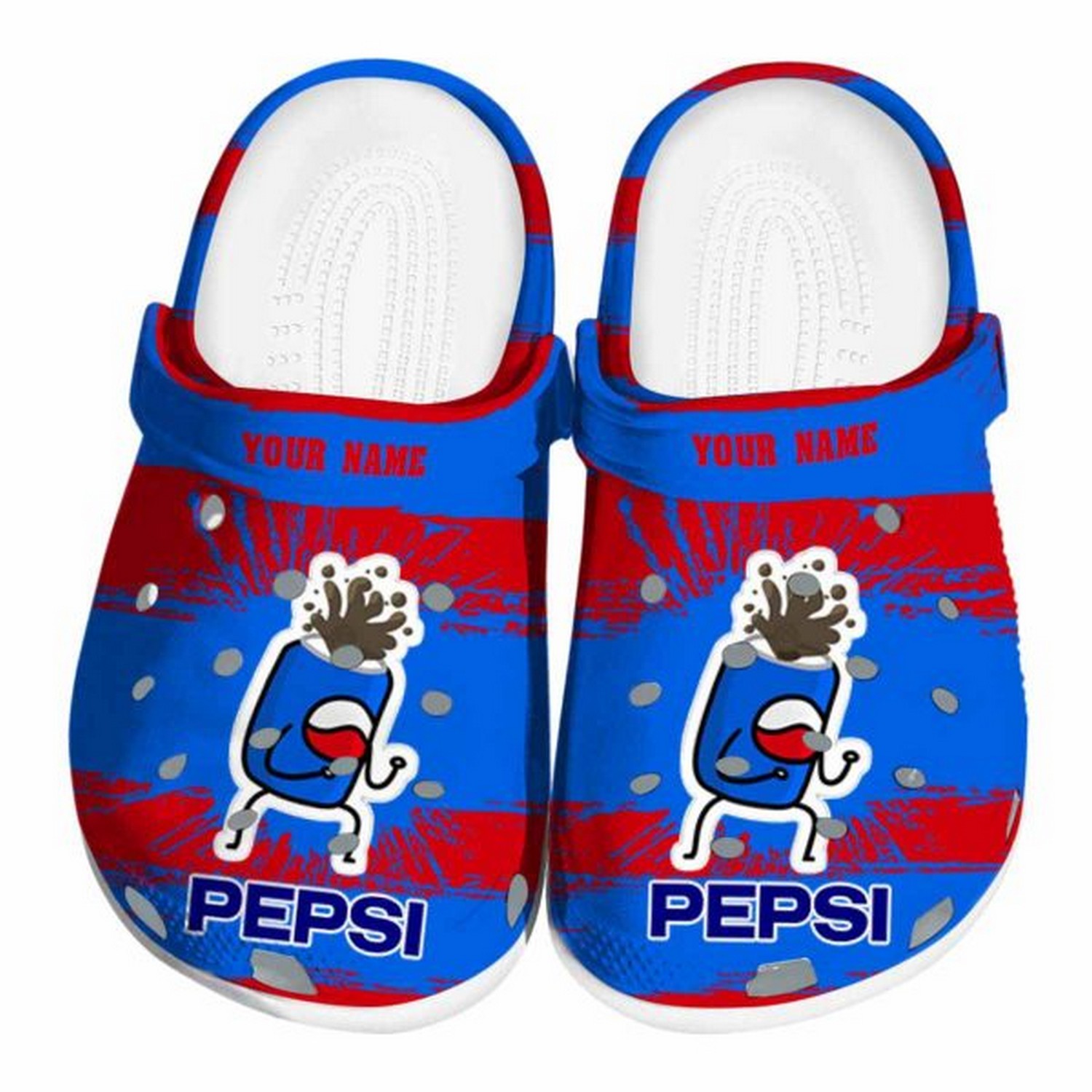 Custom Name Pepsi Paint Splatter Graphics Clogs For Kids And Adults