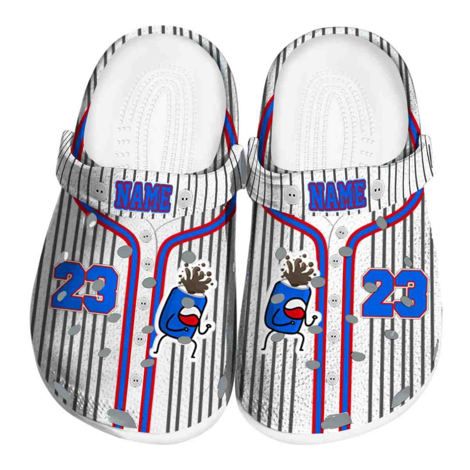 Custom Name Pepsi Pinstripe Pattern Clogs For Kids And Adults