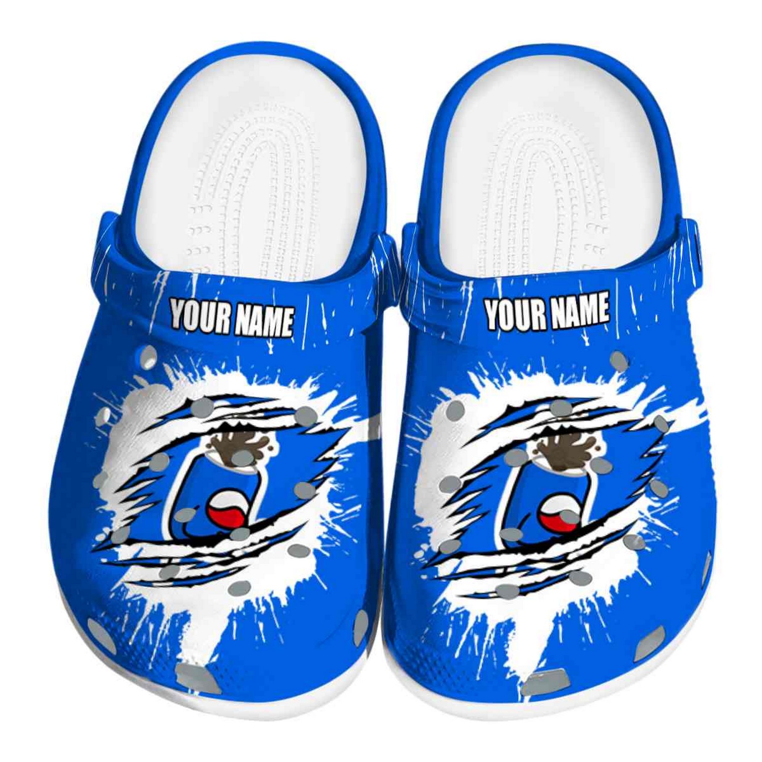 Custom Name Pepsi Splash Motif Background Clogs For Kids And Adults