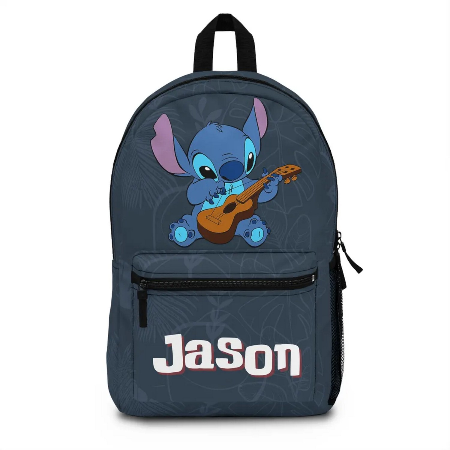 Custom Name Stitch Gray With Sunken Pattern Backpack