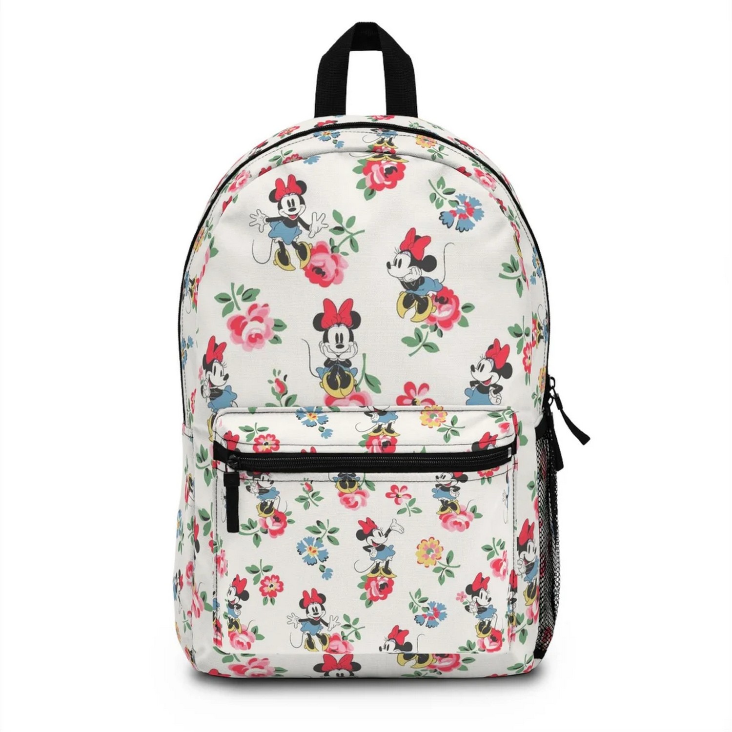 Cute Minnie Mouse And Flower White Backpack