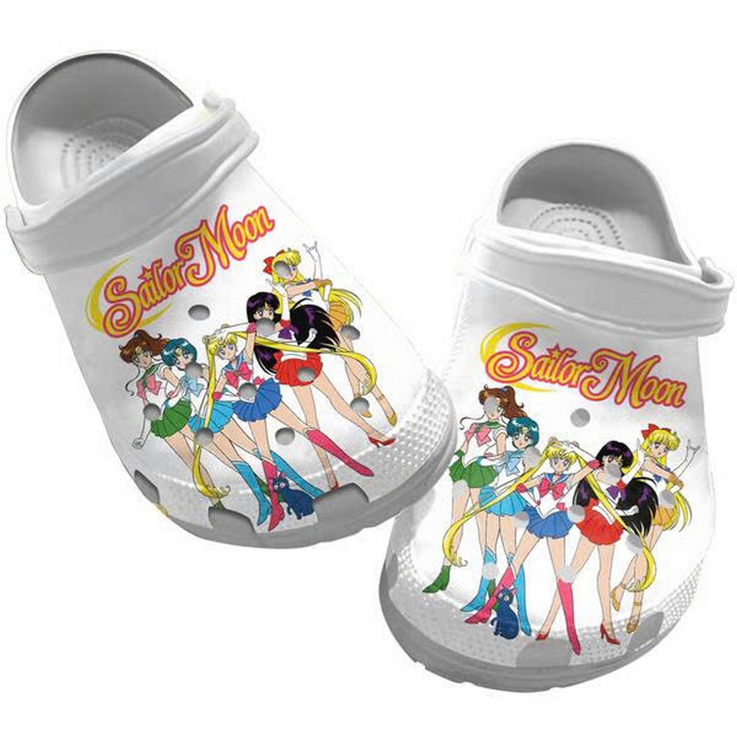Baeutiful And Cute Sailor Moon Characters White Clogs For Kids And Adults