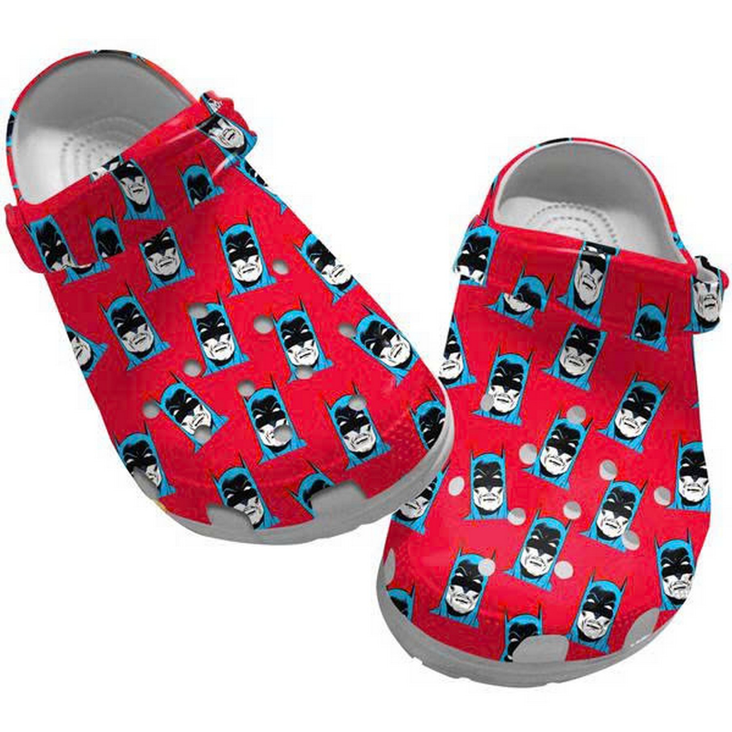 Batman Face Tiny Pattern Red Clogs For Kids & Adults