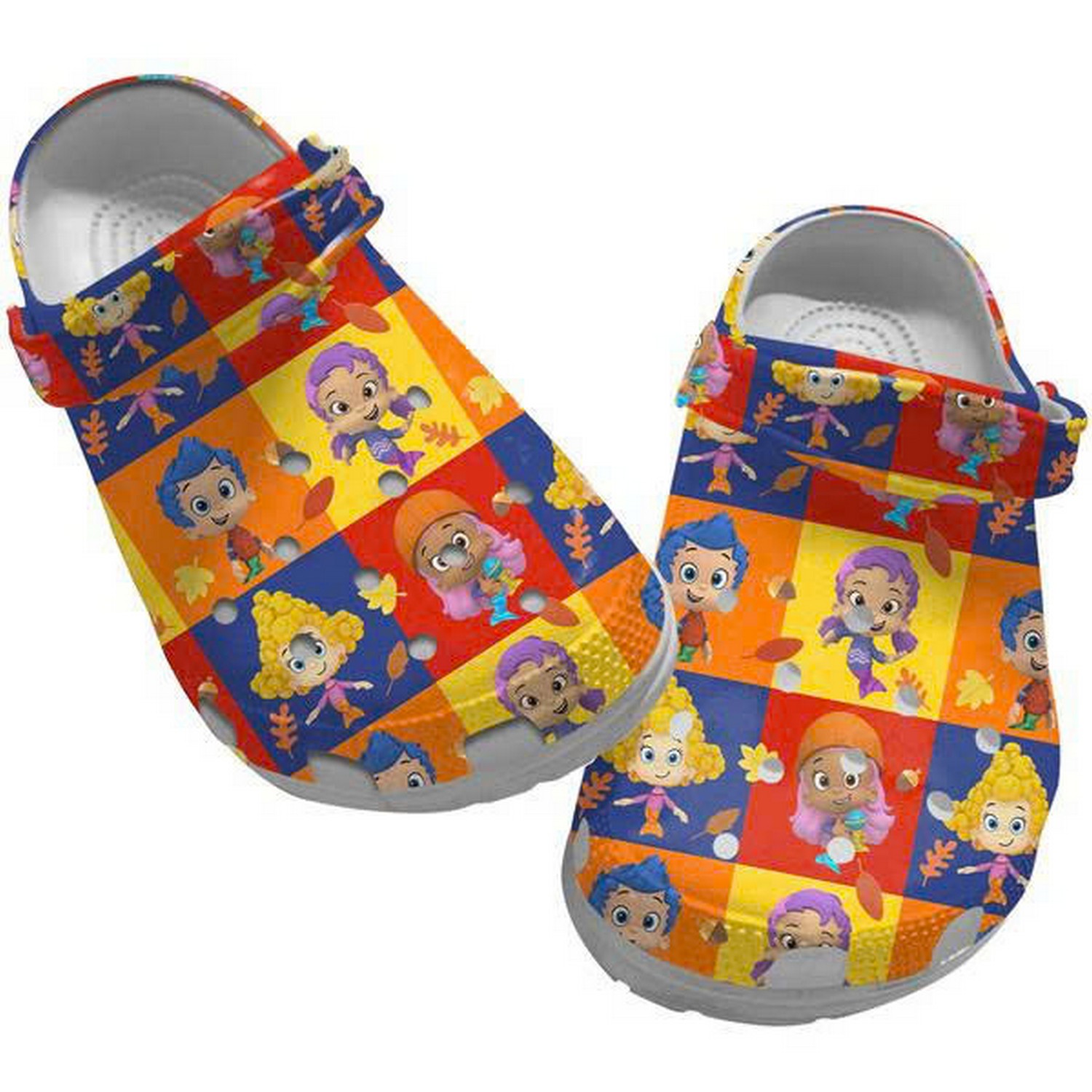 Bubble Guppies Cartoon Movie Characters In Colorful Square Clogs For Kids And Adults