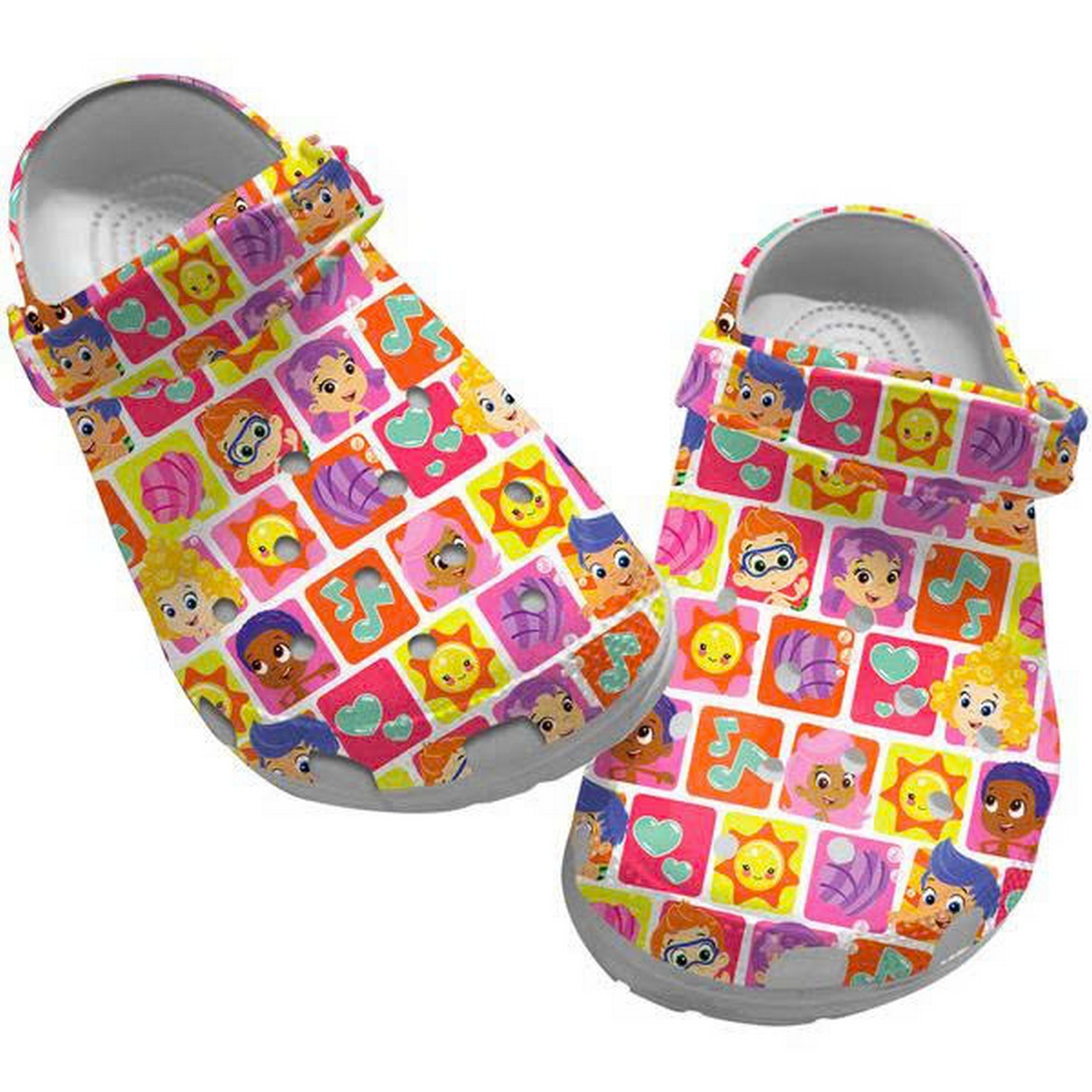 Bubble Guppies Characters In Small Colorful Square Clogs For Kids And Adults