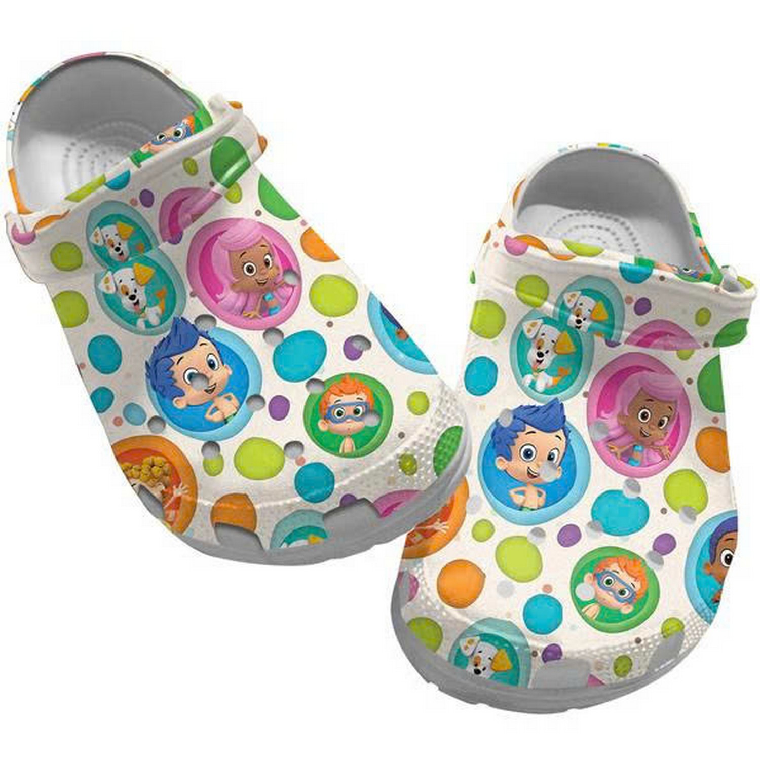 Bubble Guppies Cute Charactersin Bubble Pattern Clogs For Kids And Adults