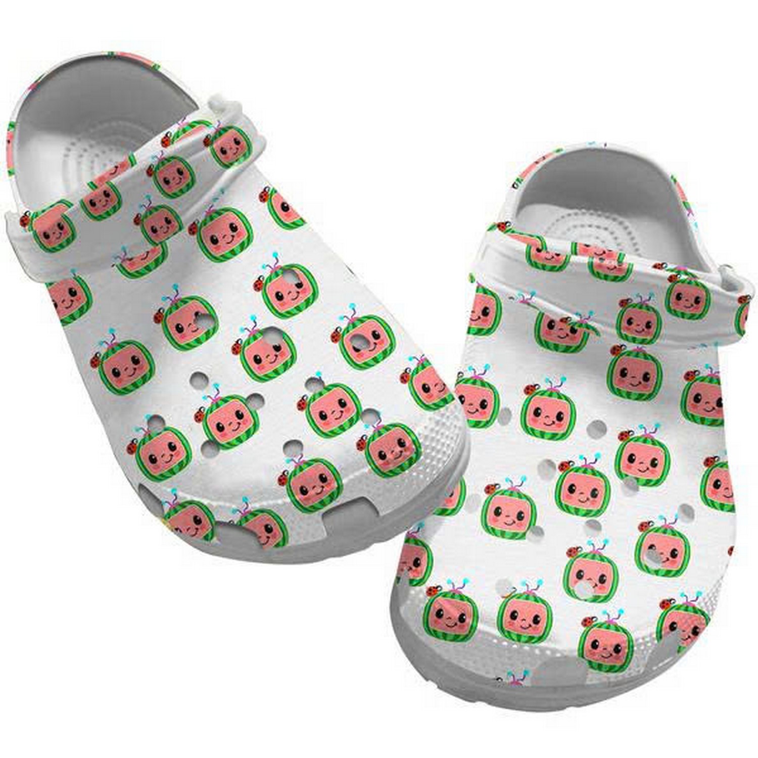 Cocomelon Cartoon Pattern White Clogs For Kids And Adults