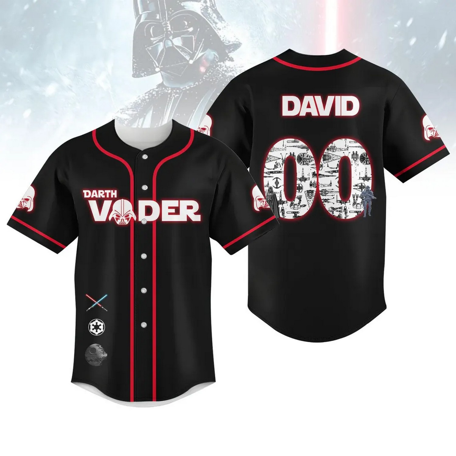Custom Name And Number Darth Vader Star Wars Baseball Jersey