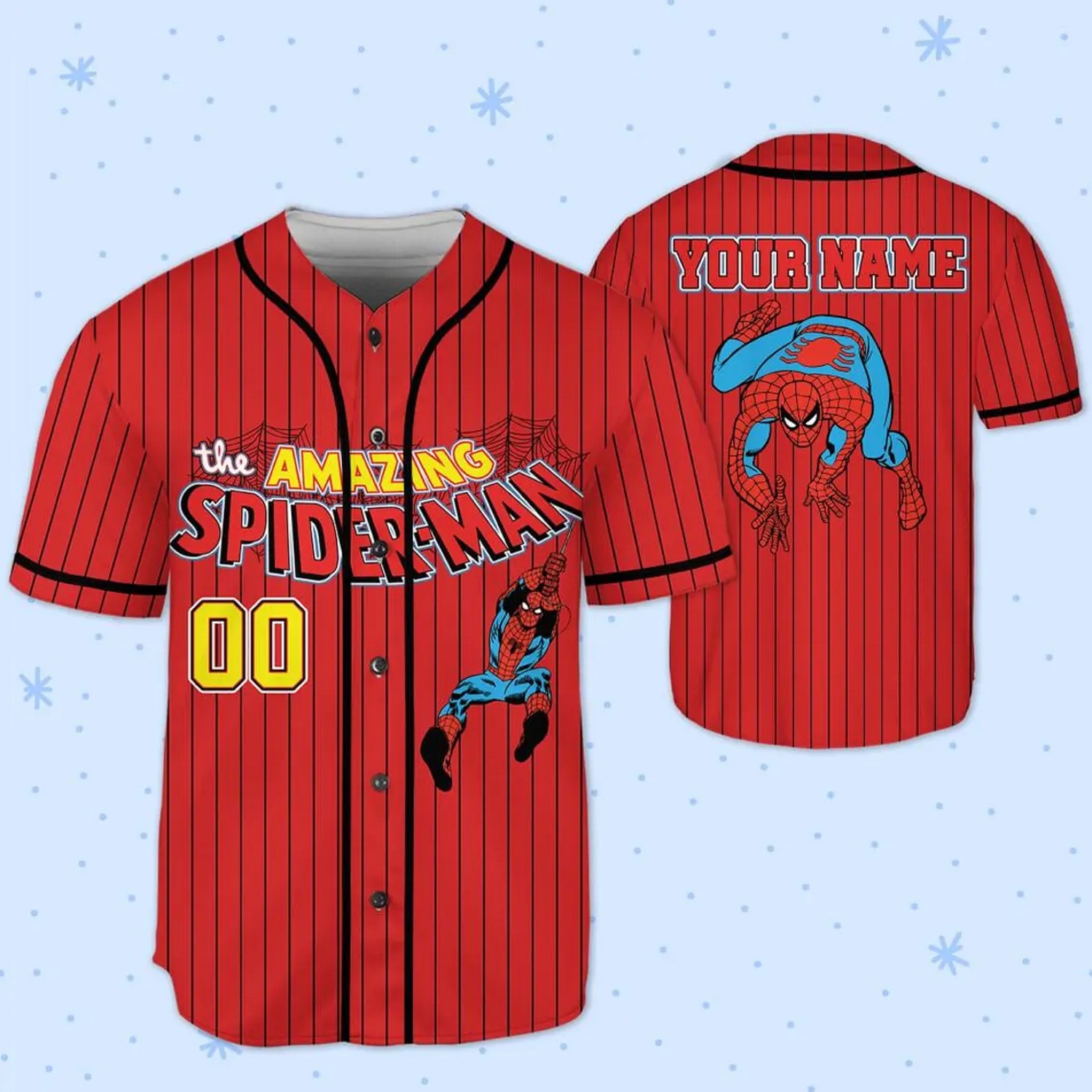 Custom Name And Number Spiderman Amazing Striped Red Baseball Jersey