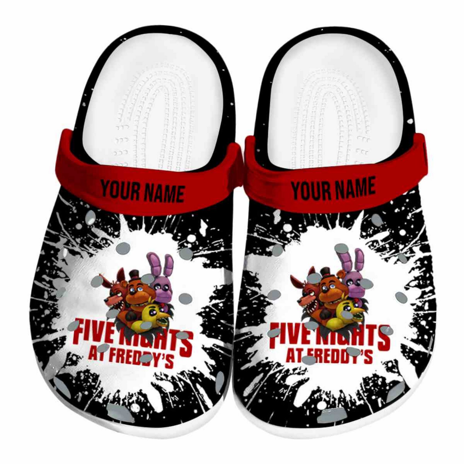 Custom Name Five Nights At Freddy Splash Art Clogs For Kids And Adults