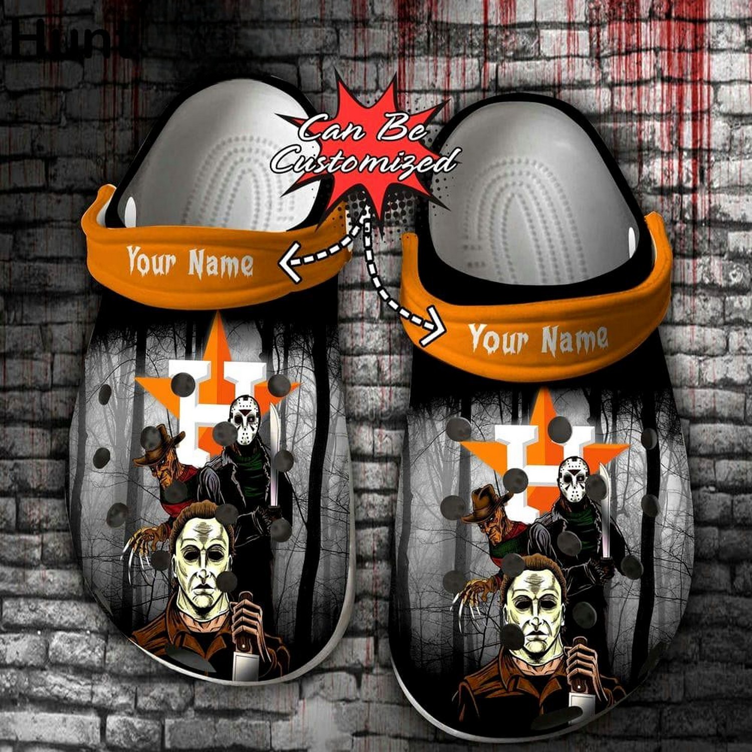 Custom Name Halloween Houston Astros Horror Movie Characters Clogs For Kids & Adults