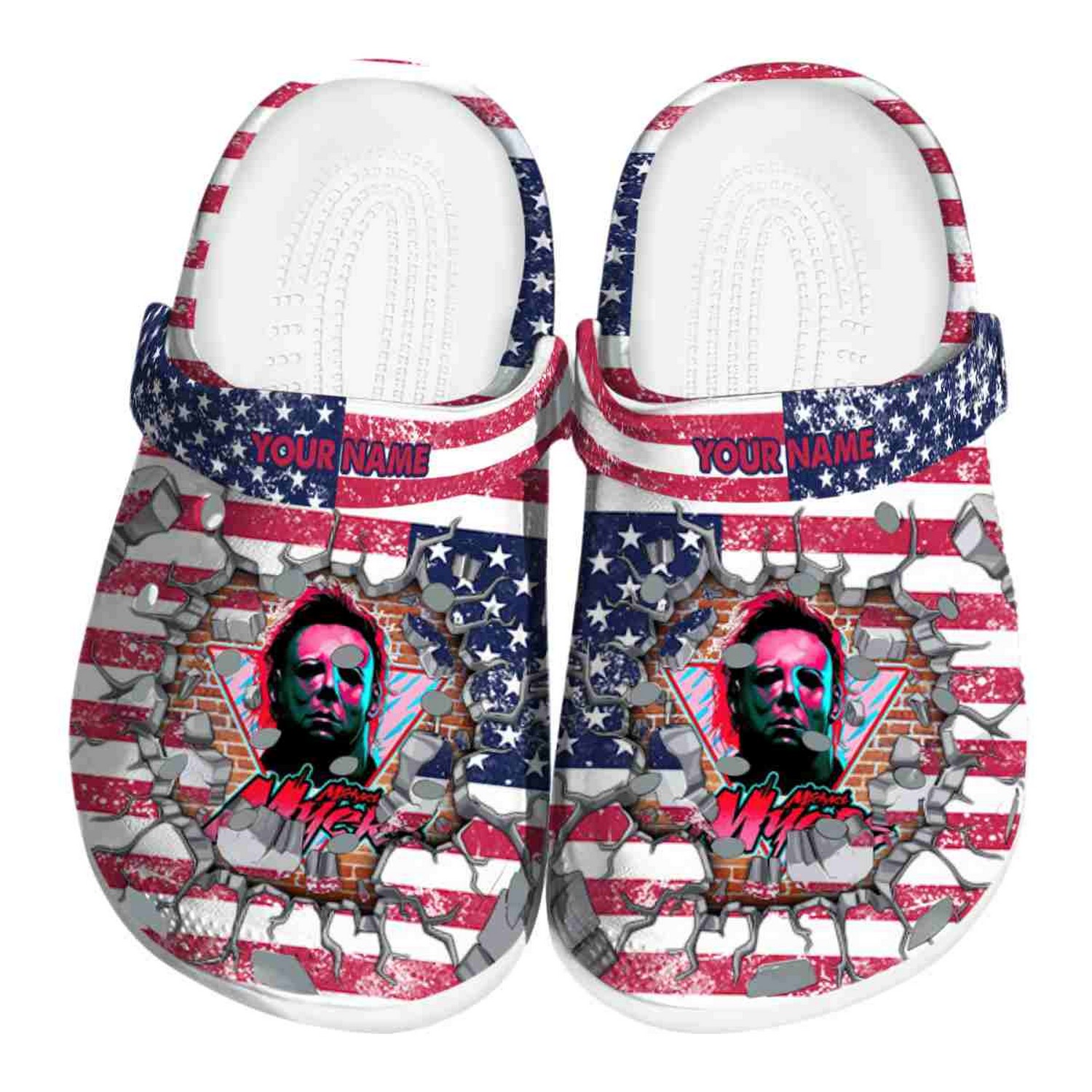 Custom Name Michael Myers Freedom Splinter Clogs For Kids & Adults