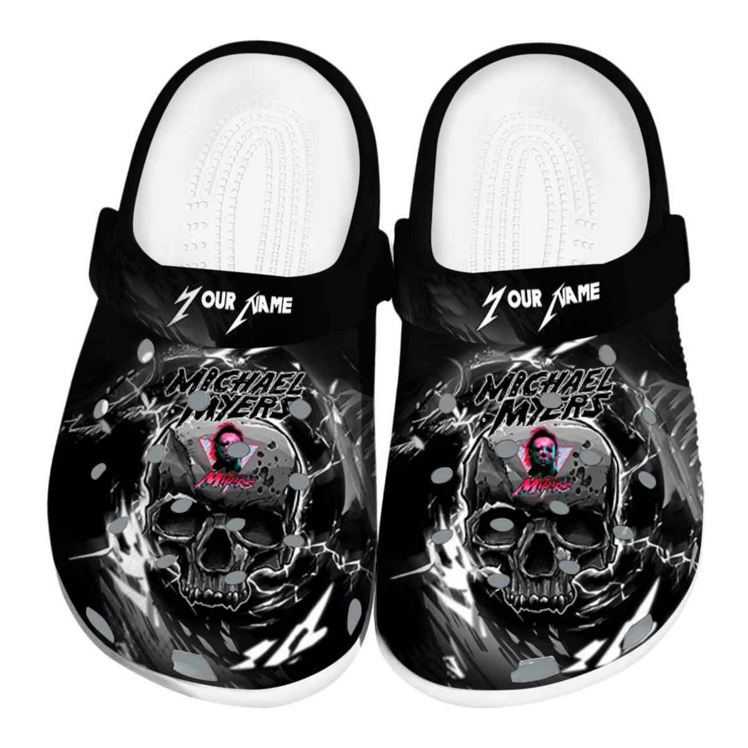 Custom Name Michael Myers Gothic Skull Clogs For Kids And Adults