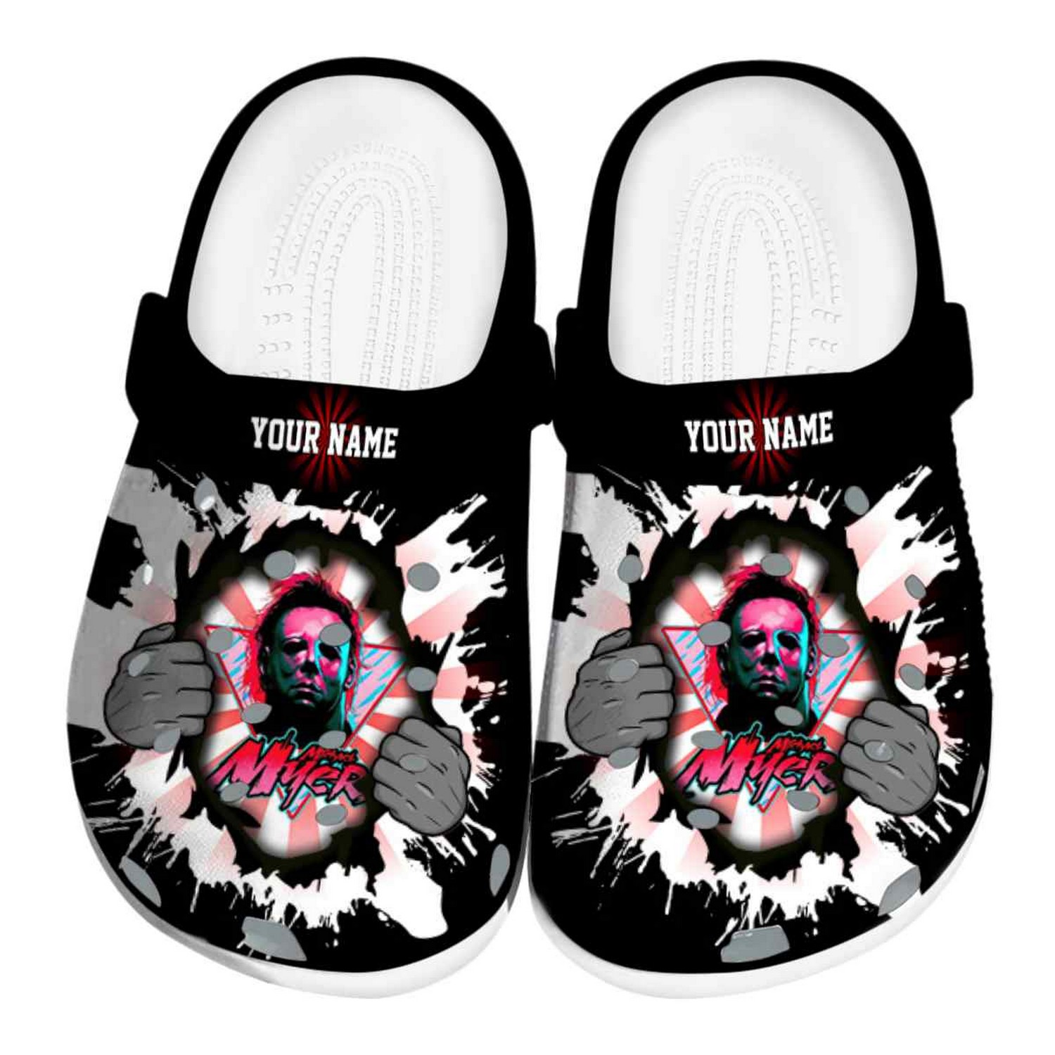 Custom Name Michael Myers Gripping Hand Clogs For Kids And Adults
