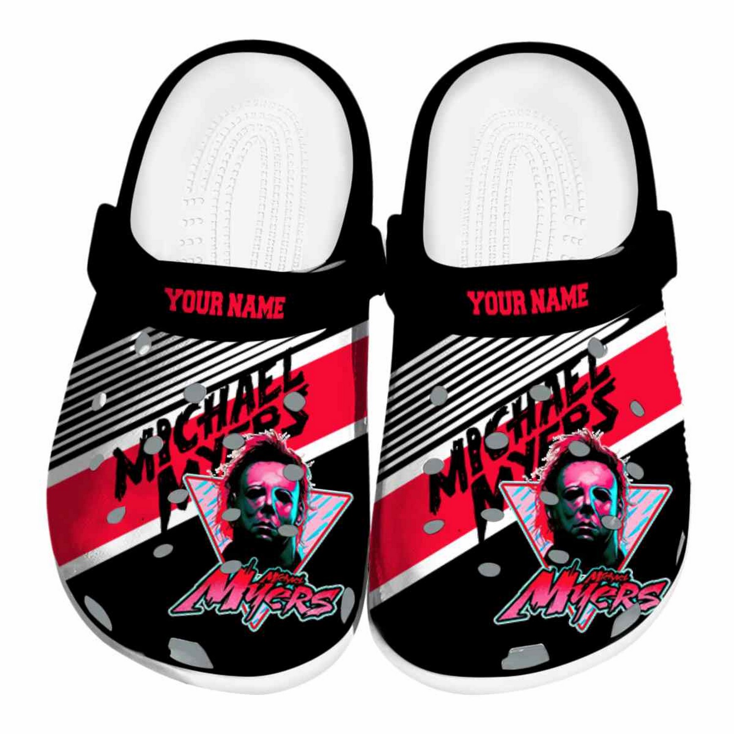 Custom Name Michael Myers Vibrant Dual Tone Clogs For Kids & Adults