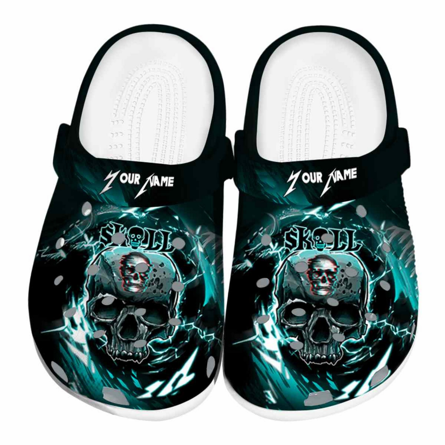 Custom Name Skull Gothic Skull Clogs For Kids And Adults