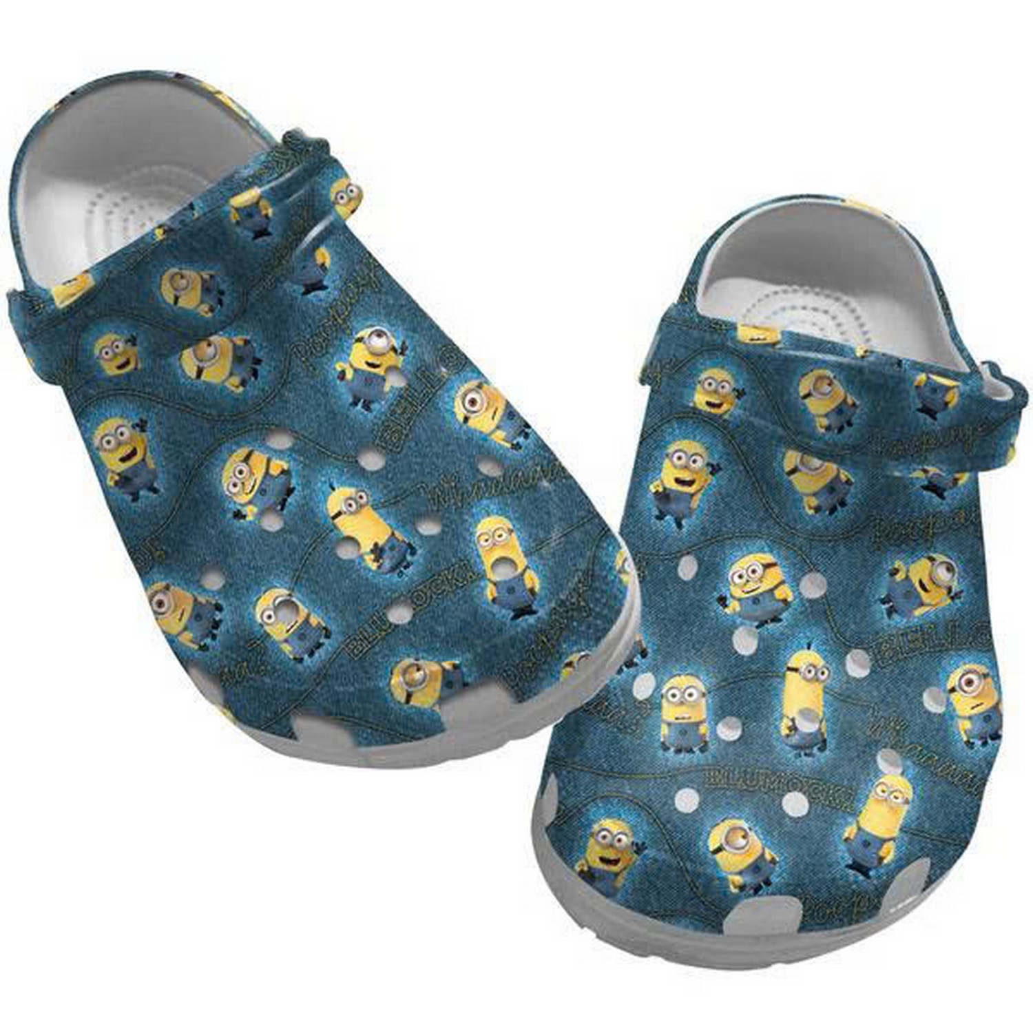 Funny Minion Denim Background Clogs For Kids & Adults