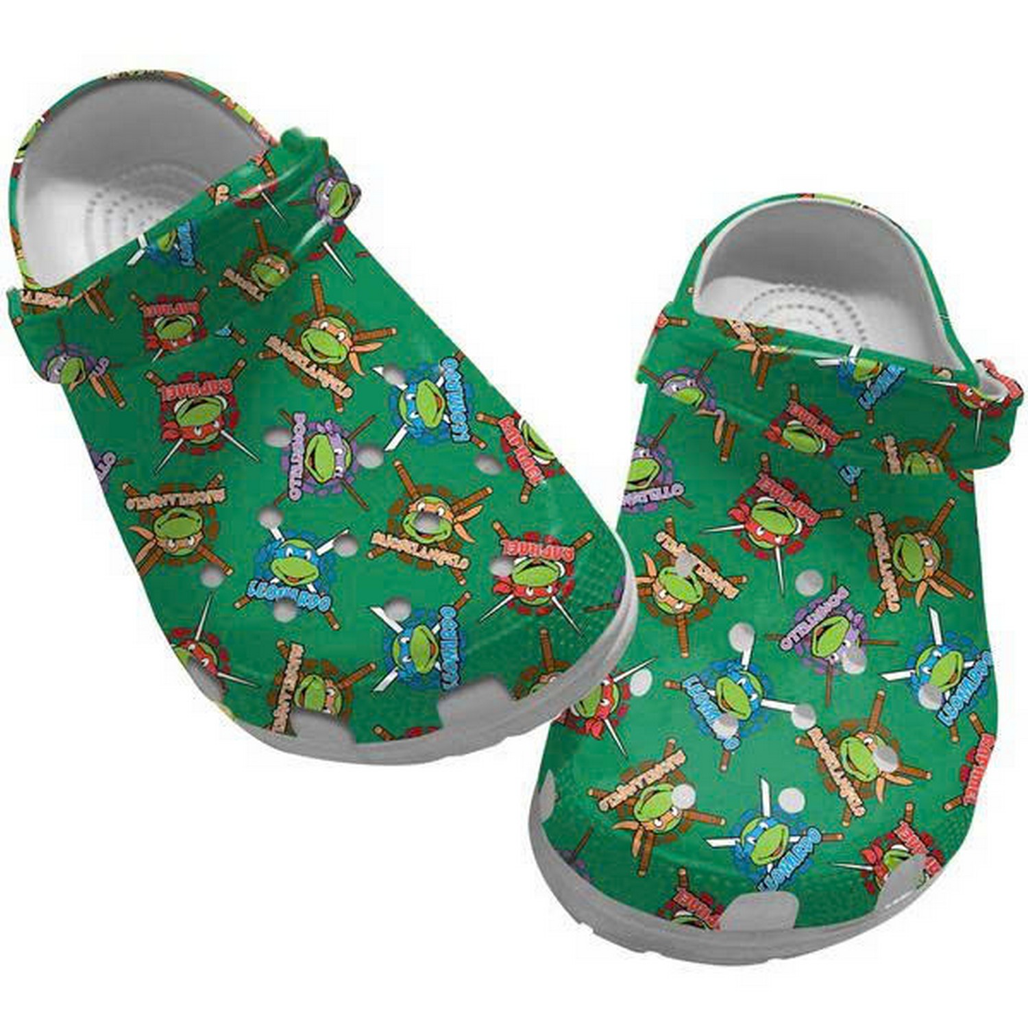 Funny Name Sticker Teenage Mutant Ninja Turtles Characters Simple Green Clogs For Kids & Adults