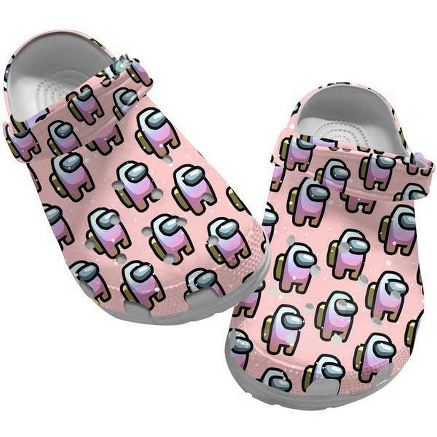 Gardient Game Among Us Pattern Light Pink Clogs For Kids & Adults