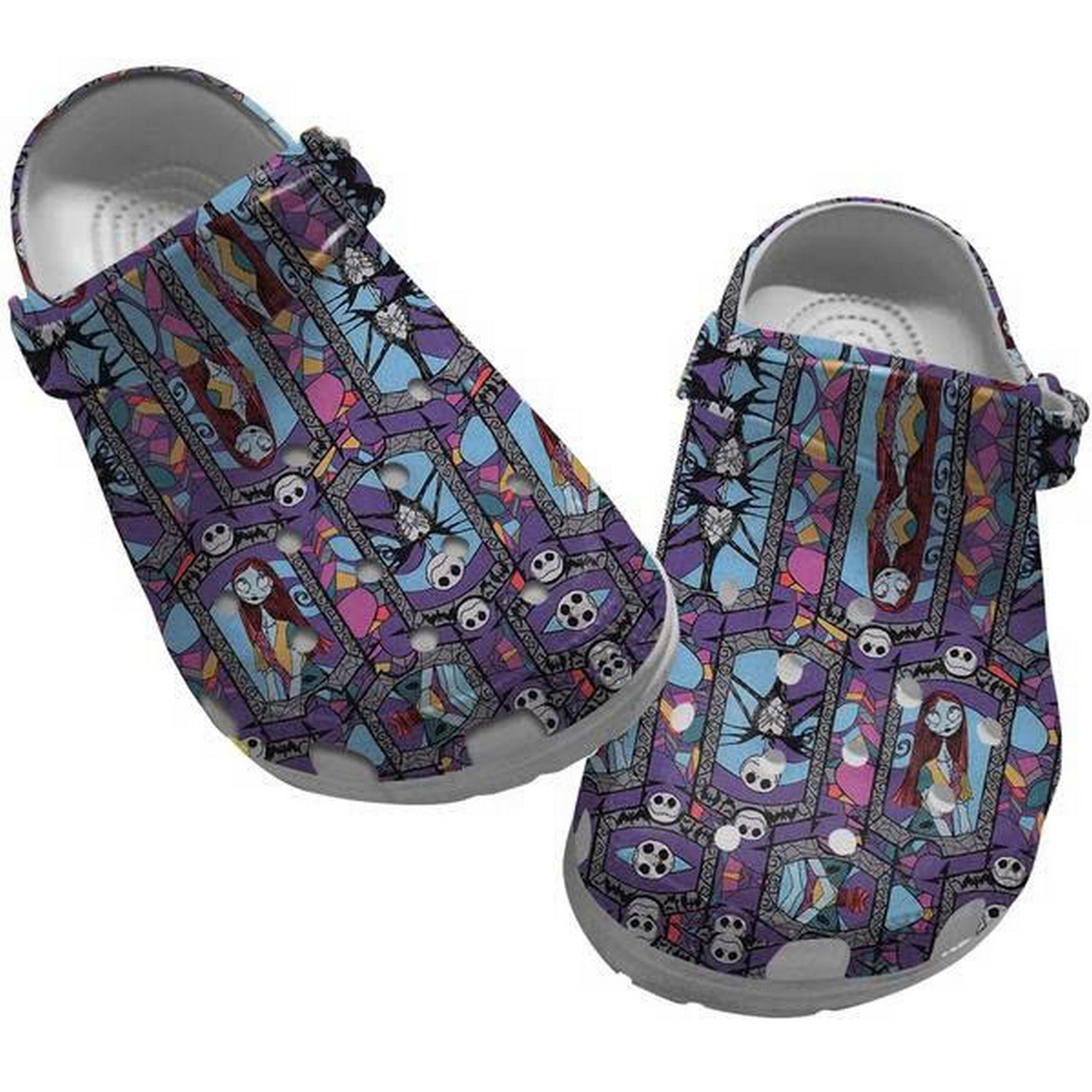 Jack Skellington And Sally In The Window Pattern Clogs For Kids & Adults