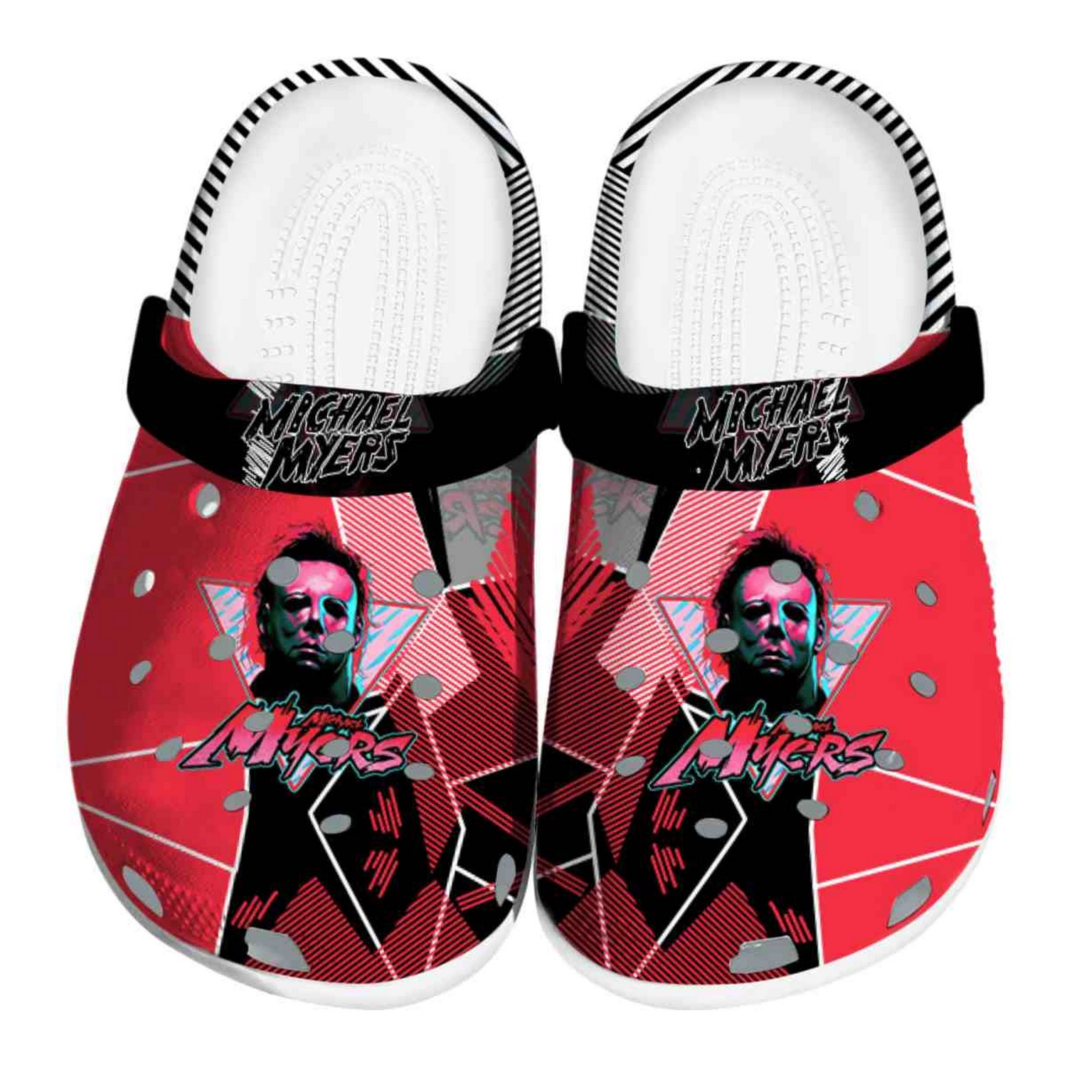 Michael Myers Geometric Background Clogs For Kids & Adults