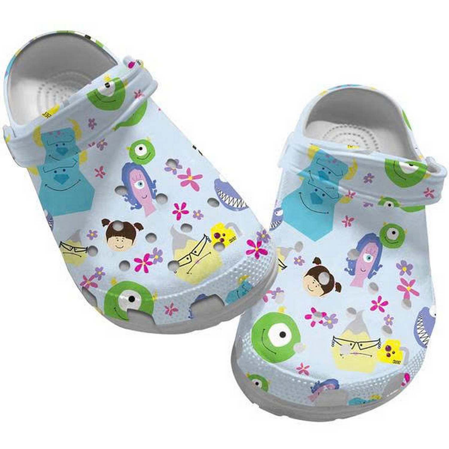 Monster Inc Funny Characters Face Pattern Blue Clogs For Kids & Adults