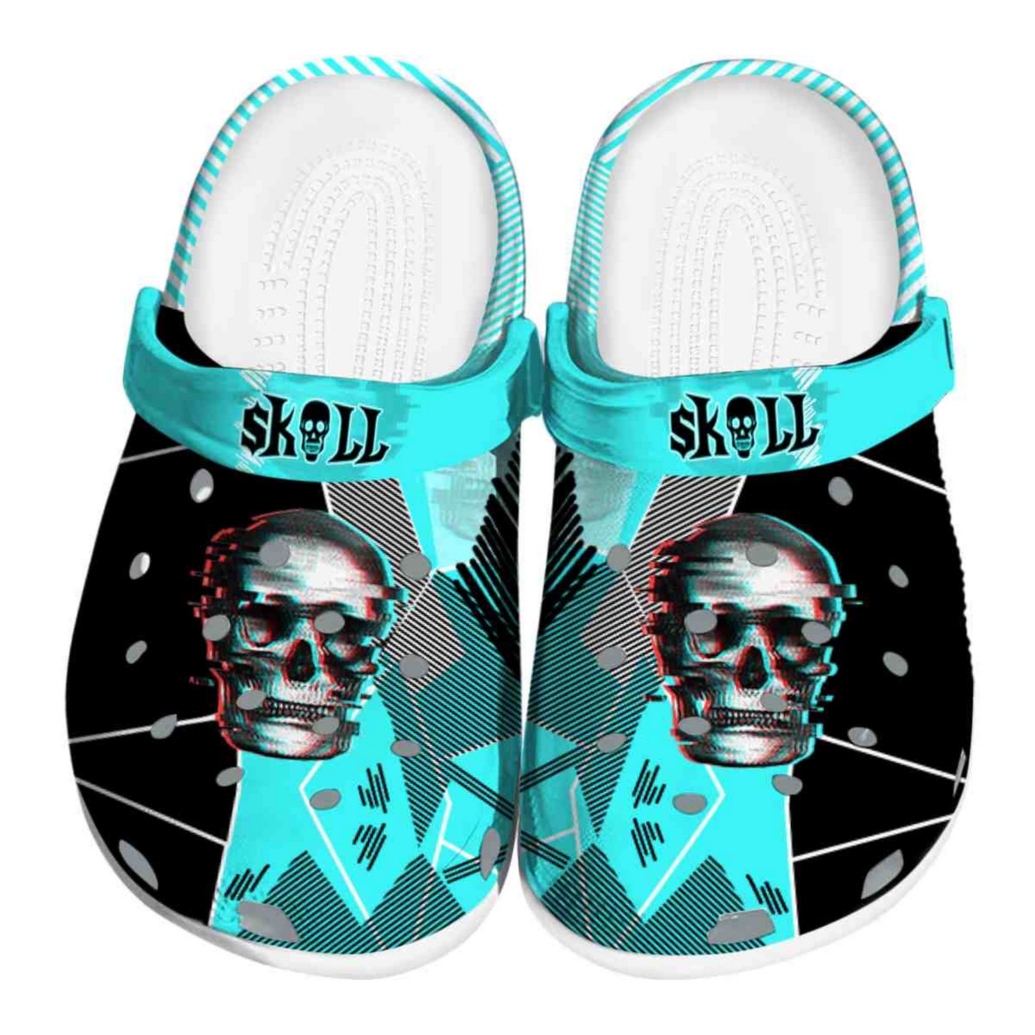 Skull Geometric Background Clogs For Kids & Adults