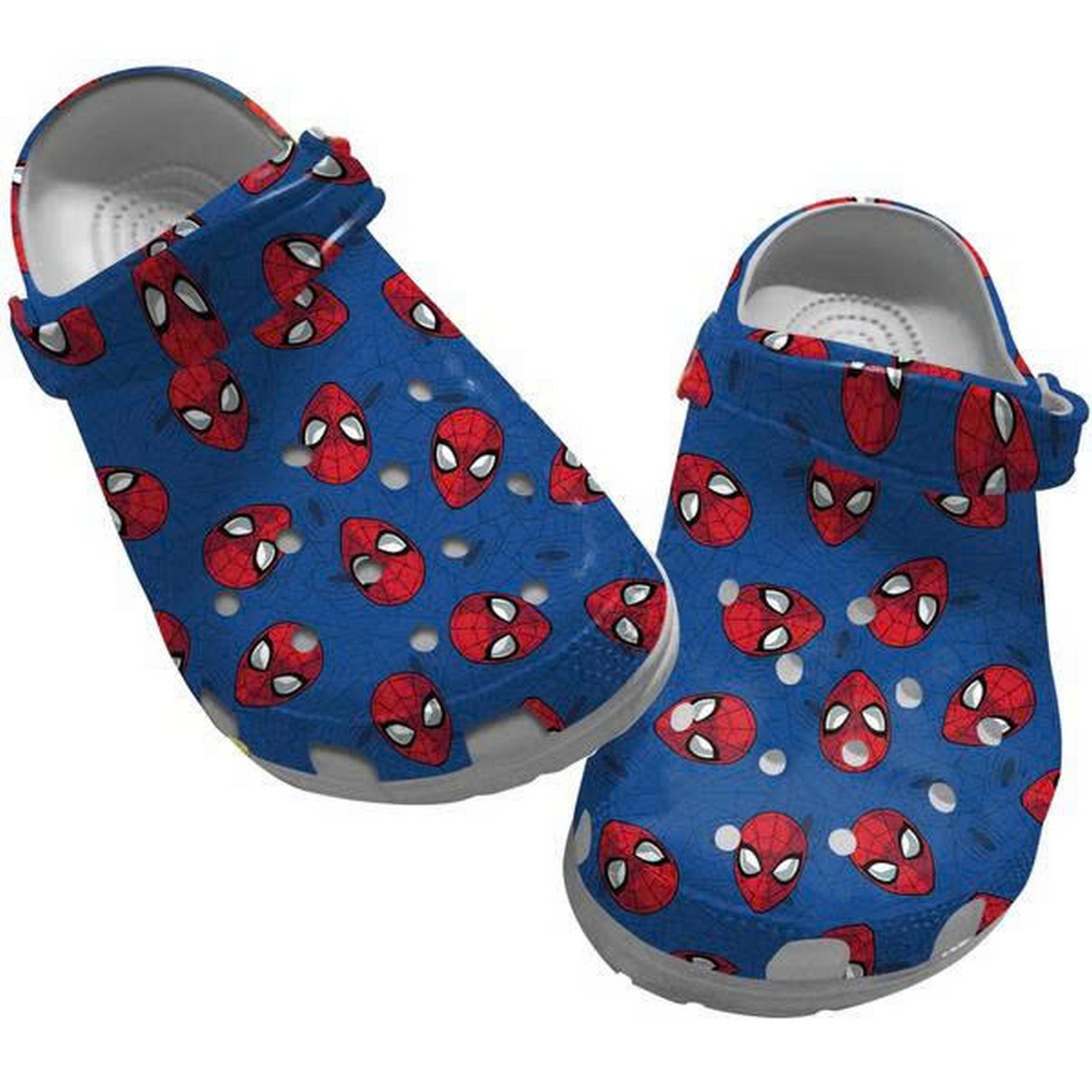 Spiderman Face Pattern Blue Clogs For Kids And Adults