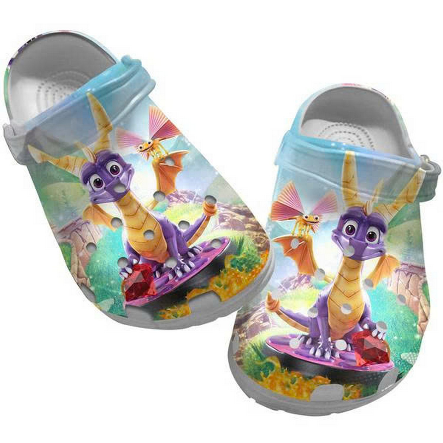 Spyro The Dragon And Sprax The Dragonfly Get Red Diamond In Game World Clogs For Kids & Adults
