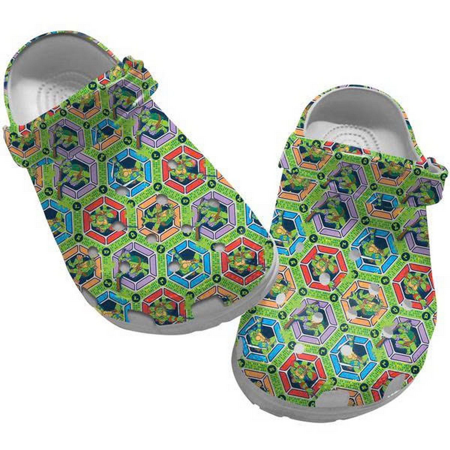 Teenage Mutant Ninja Turtles Character Hexagon Pattern Clogs For Kids & Adults