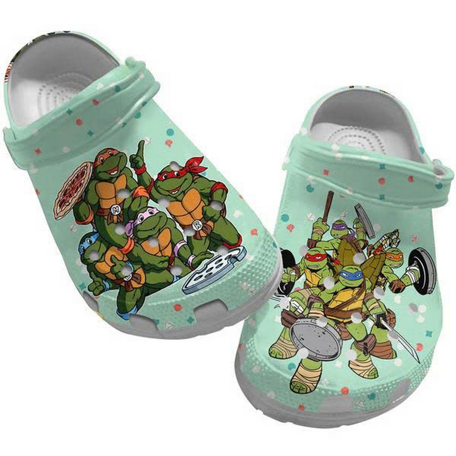 Teenage Mutant Ninja Turtles Colorful Tiny Pattern Mint Clogs For Kids & Adults