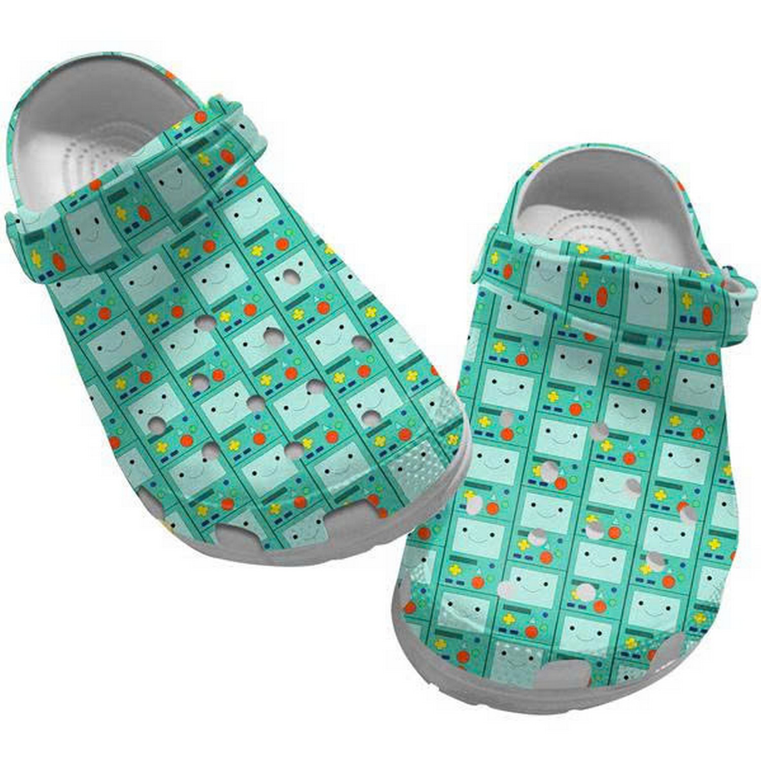 Adventure Time Bmo Face Pattern Mint Clogs For Kids And Adults