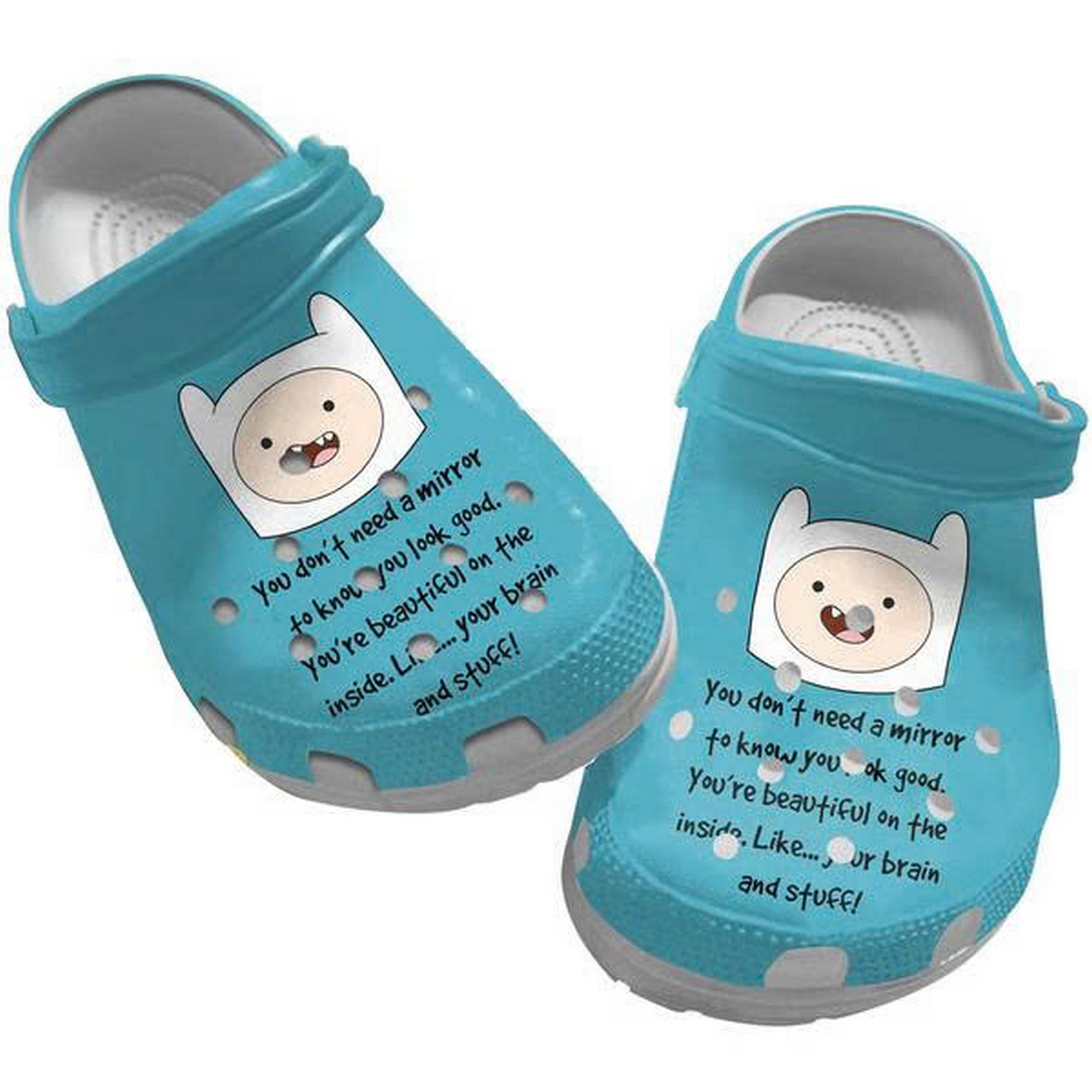Adventure Time Finn Funny Face Blue Clogs For Kids & Adults