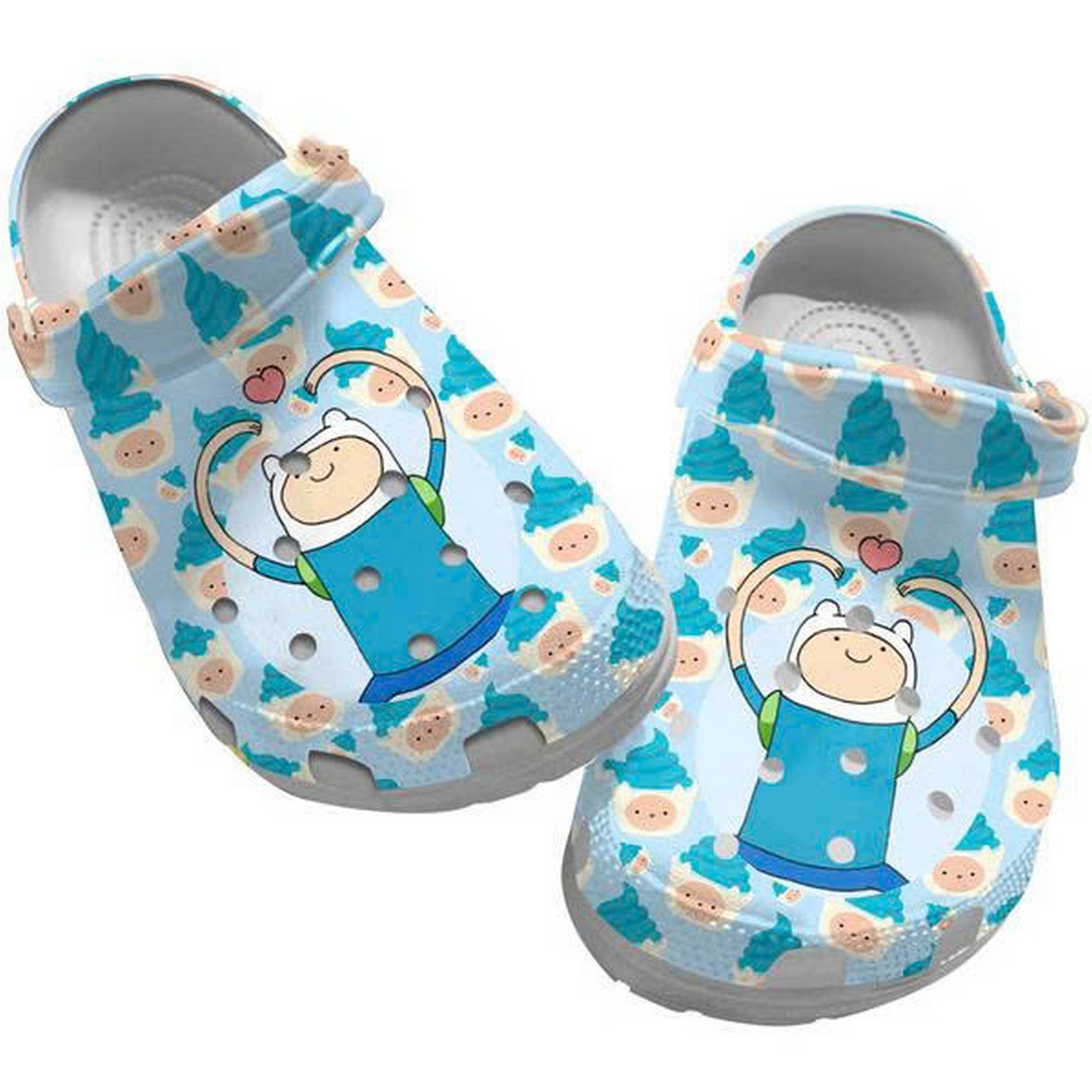Adventure Time Finn Maket Big Heart Clogs For Kids & Adults