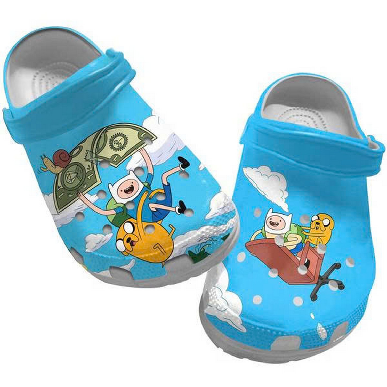 Adventure Time Jake Finn Flying In At The Sky Clogs For Kids & Adults