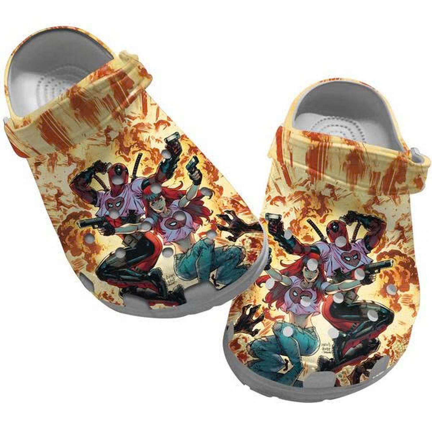 Couple Of Deadpool Burn It All Clogs For Kids & Adults